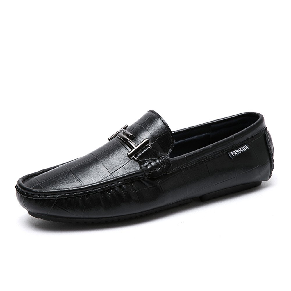 Hombre Artesanal Mocasines Decorado Hebilla Transpirables Oficina Trabajo Zapatos Caminar,Negro 40 EU