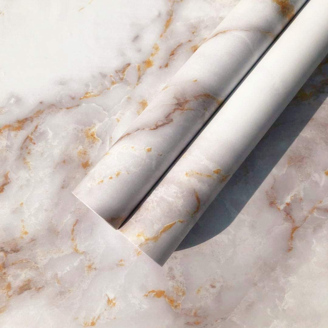 Buy Marble Paper White/Gold 15.7 x 118 inch Matte Removable Peel and