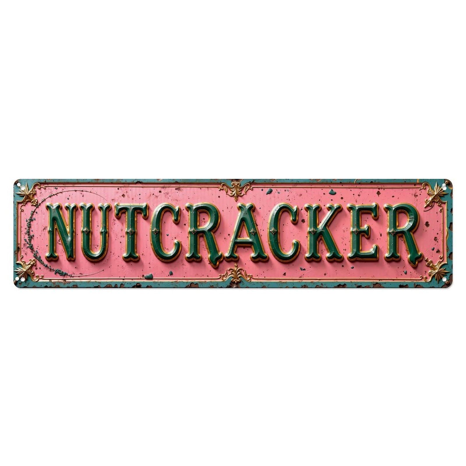Jdyansheng Vintage Nutcracker Pink Sign Tin Sign Metal Poster Metal Signs For Home Man Cave Bar Cafe Kitchen Laundry Room Wall Decorations 4X16 Inches