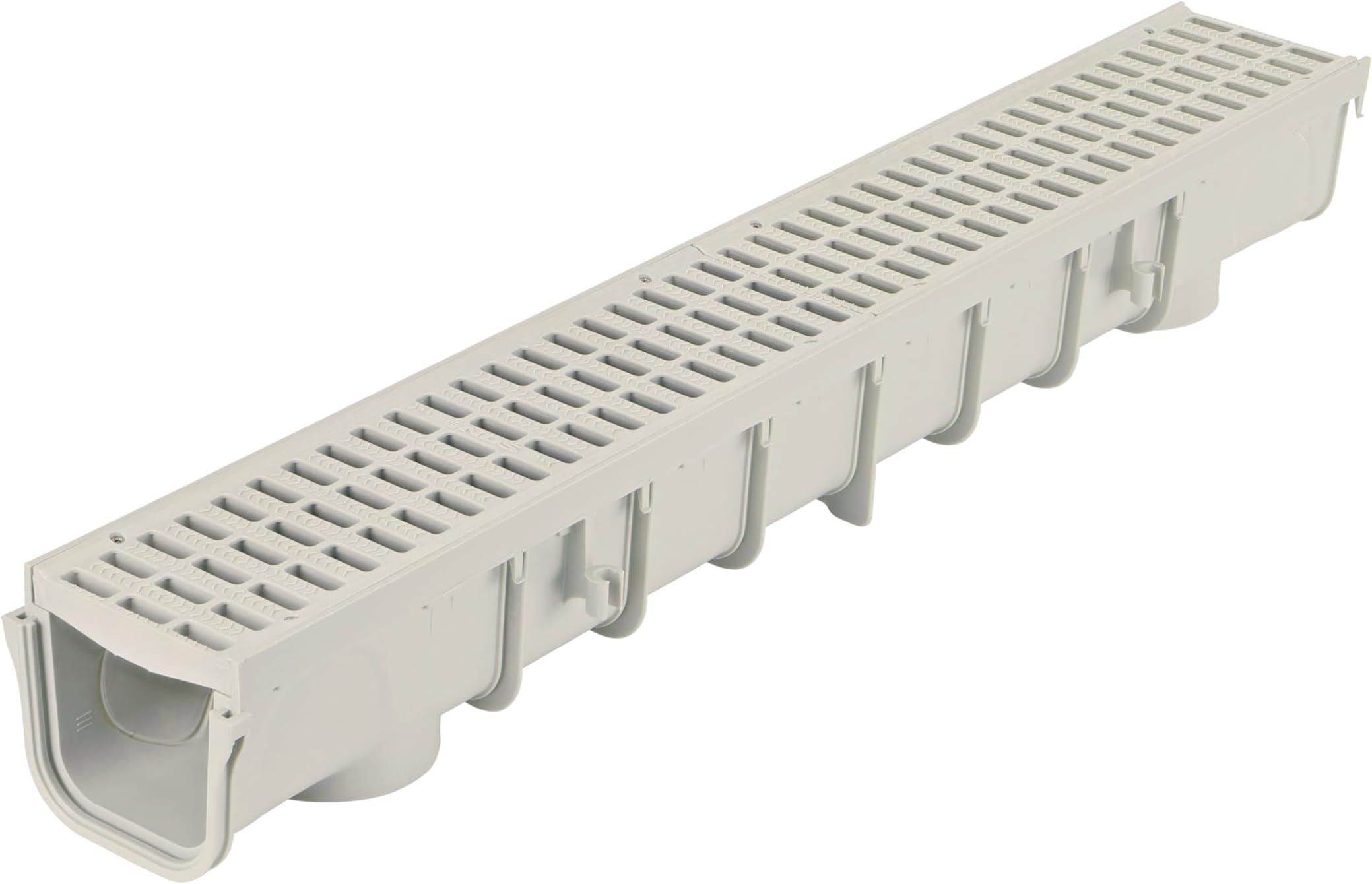 5” Pro Series Deep Profile Channel Drain Kit With HDPE Plastic Grates and End Caps, Trench & Channel Drainage For Driveway, Patio, Pool Deck, Courtyard, 5.5” x 39.4”, Gray