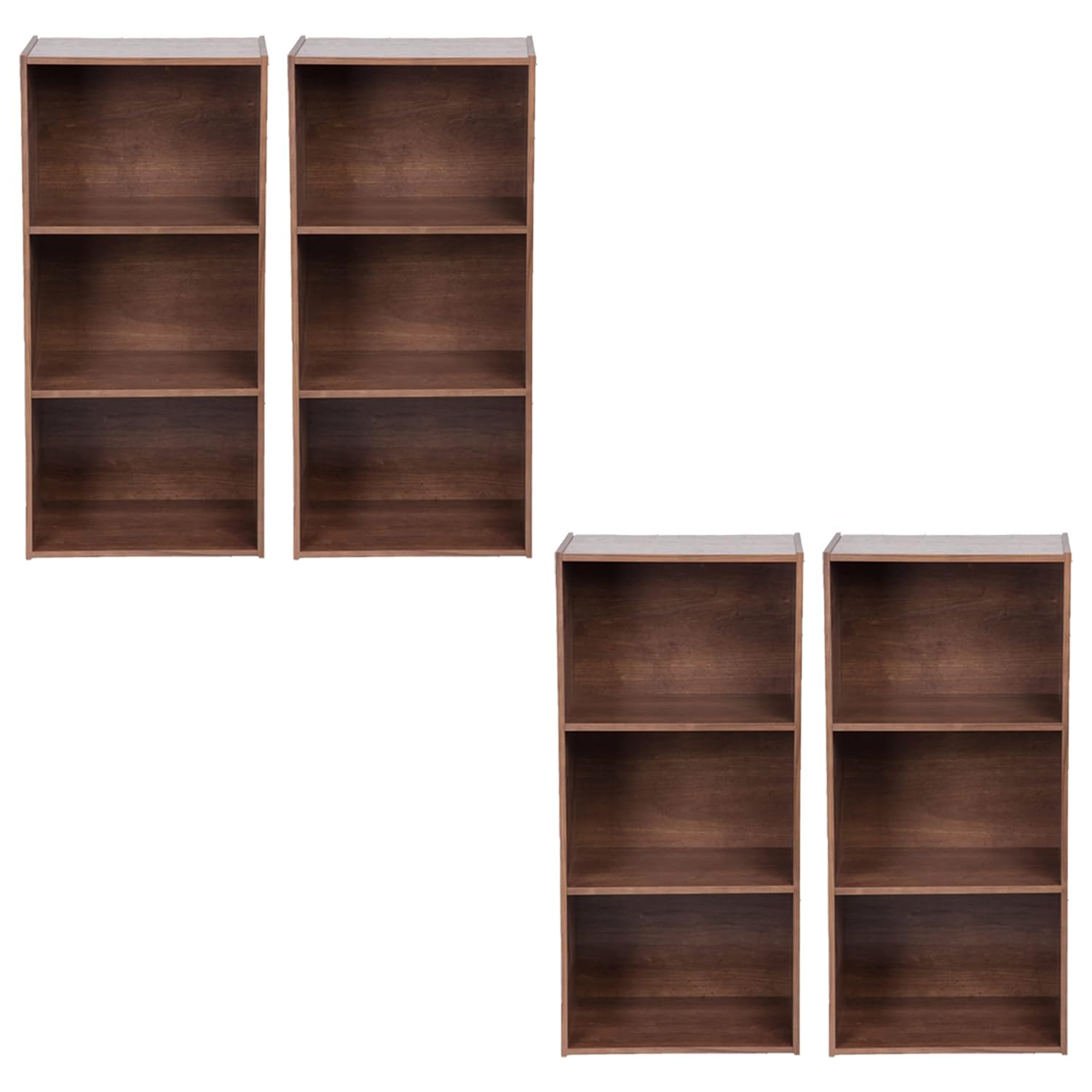 Kuber Industries Book Shelf|Wooden 4 Shelves Engineered Bookshelf|Storage Cabinet for Kitchen,Wall Shelf,Décor Shelf,30"X30",(Brown) (Pack of 4)