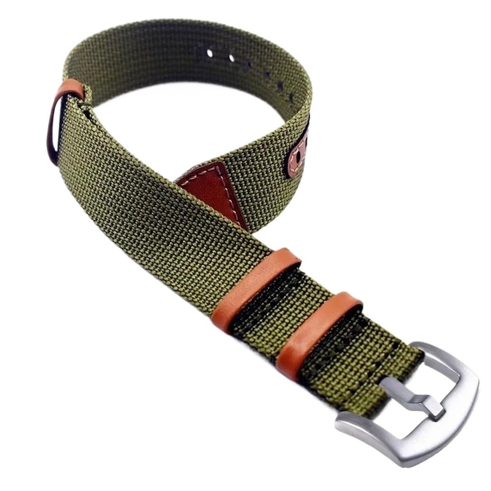Bracelet de montre de rechange 20mm en nylon vert robuste - 8