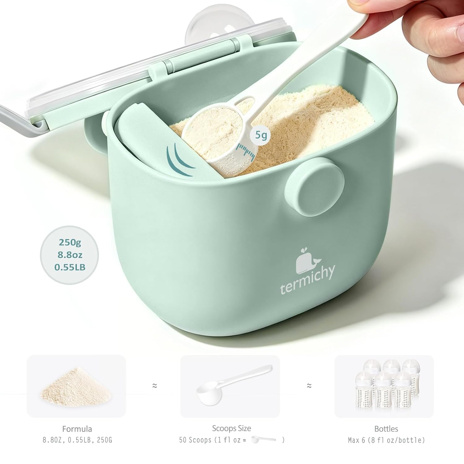 Termichy Baby Formula Dispenser for Travel: Portable Container with Scoop image 2