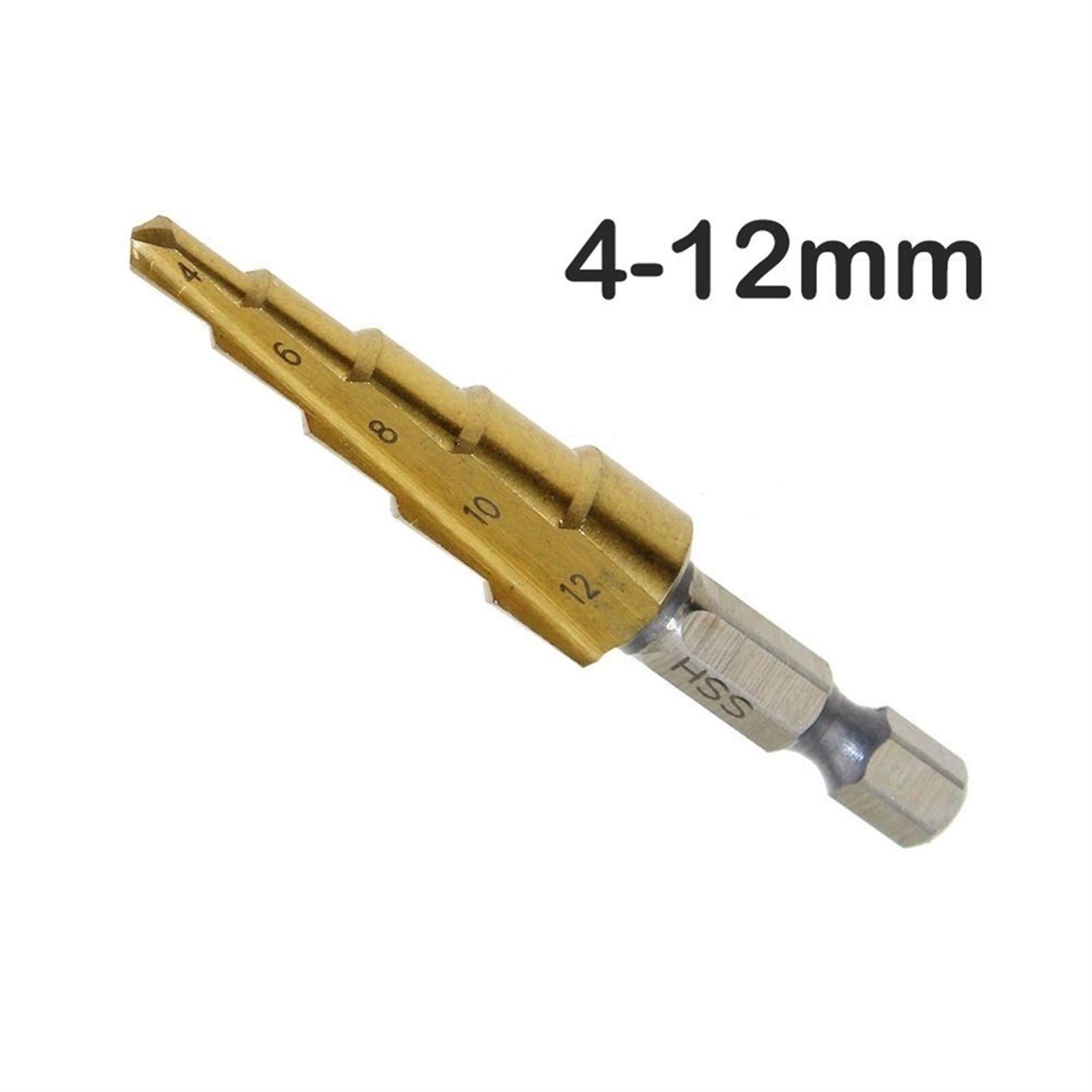Herramientas de perforación Metal 3-12/4-12/20/32mm Broca escalonada Espiral Flauta HSS Cono de acero Titanio nitrado Mini juego de herramientas de perforación Cortador de agujeros Todo nuev