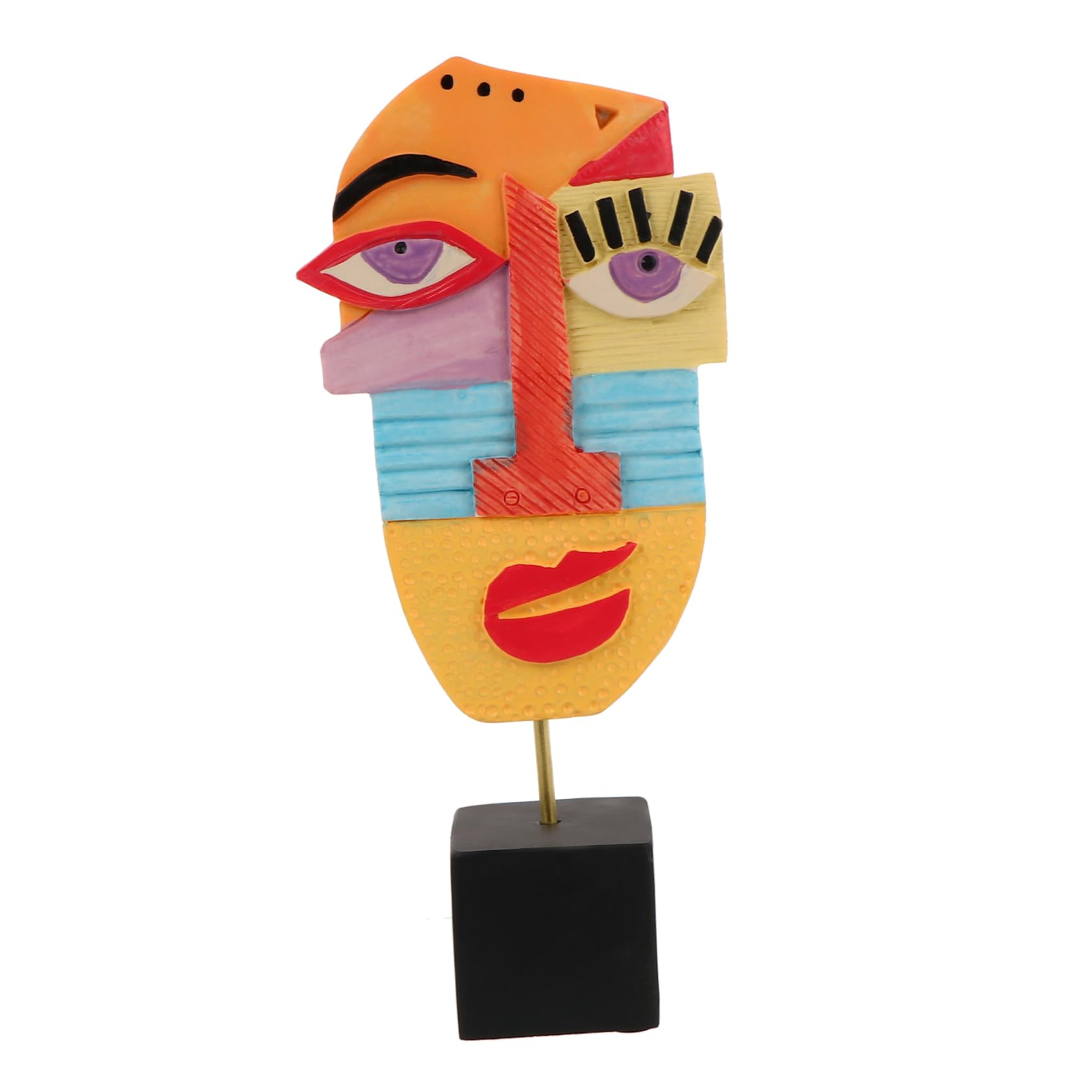 Sculpture Moderne Visage Abstrait en Résine Épurée et Design - 7