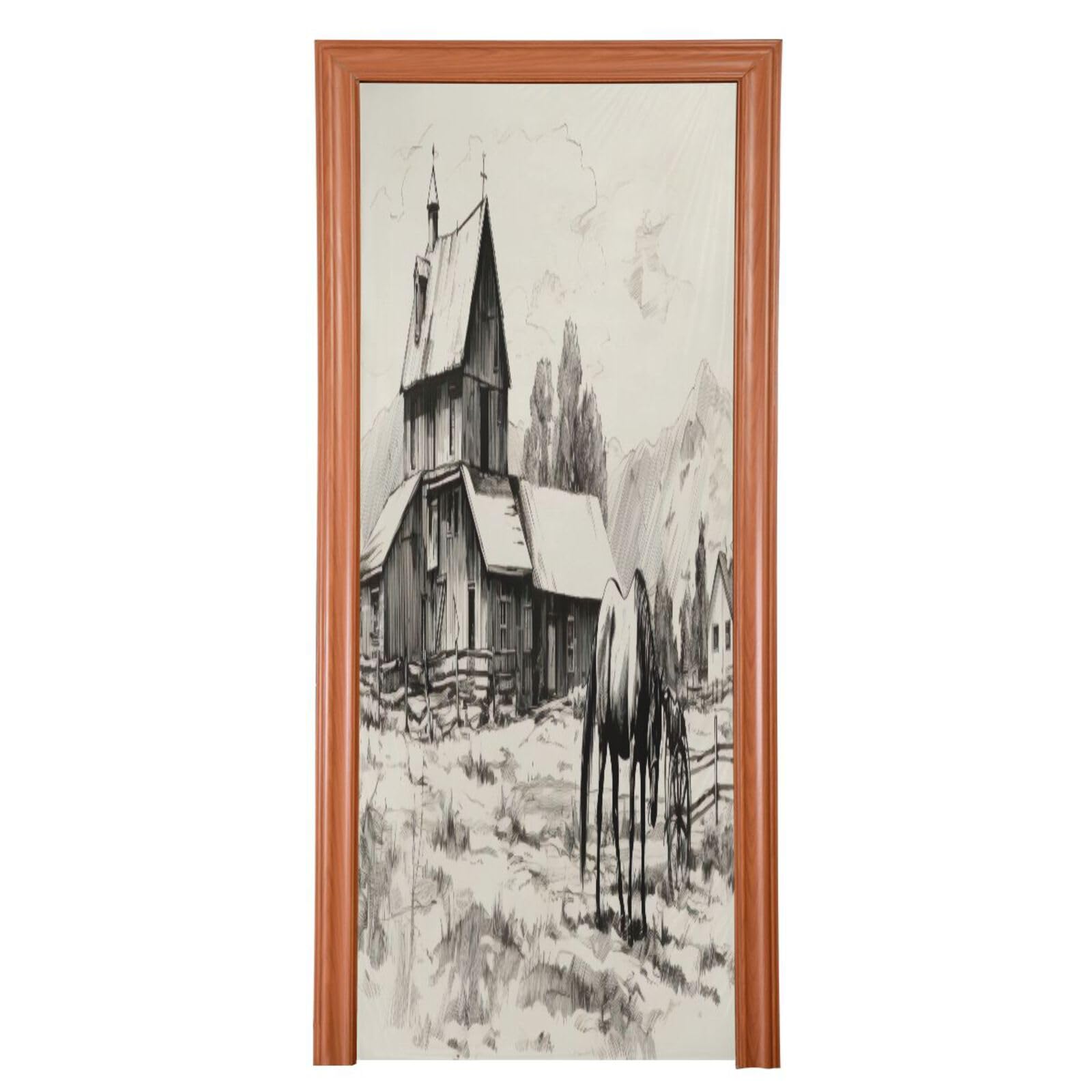 FLildon Farm Horse Barn Door Cover Decoration, Party Accessory Porch Decor for Festive Ornament Room Door Covers 36 x 98 Inch