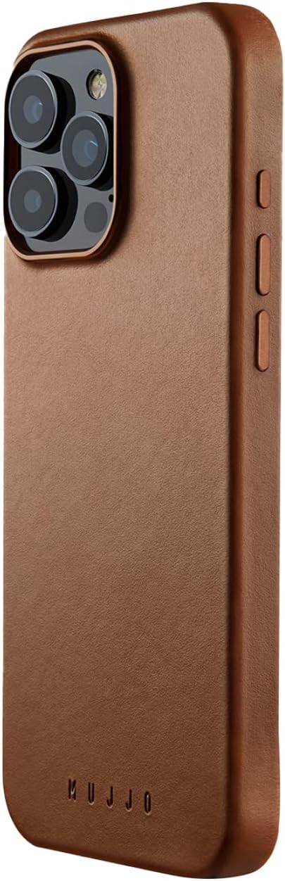 Mujjo Full Leather Case for iPhone 16 Pro Max – Best Leather iPhone 16 Case by NYT Wirecutter – MagSafe Compatible, Ultra-Durable Protective Design - Tan