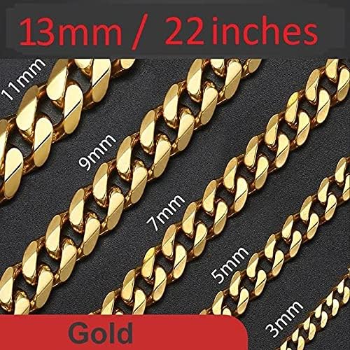 Cadoline 316L Stainless Steel Men's Metal Chain Heavy Duty Jewellery 13mm 22 Inch Gold Link Curb Necklace - Image 3