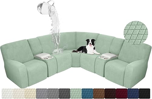 ALIECOM Fundas impermeables para sofá modular reclinable para sofá reclinable seccional, funda elástica en forma de L, lavable para sofá esquinero
