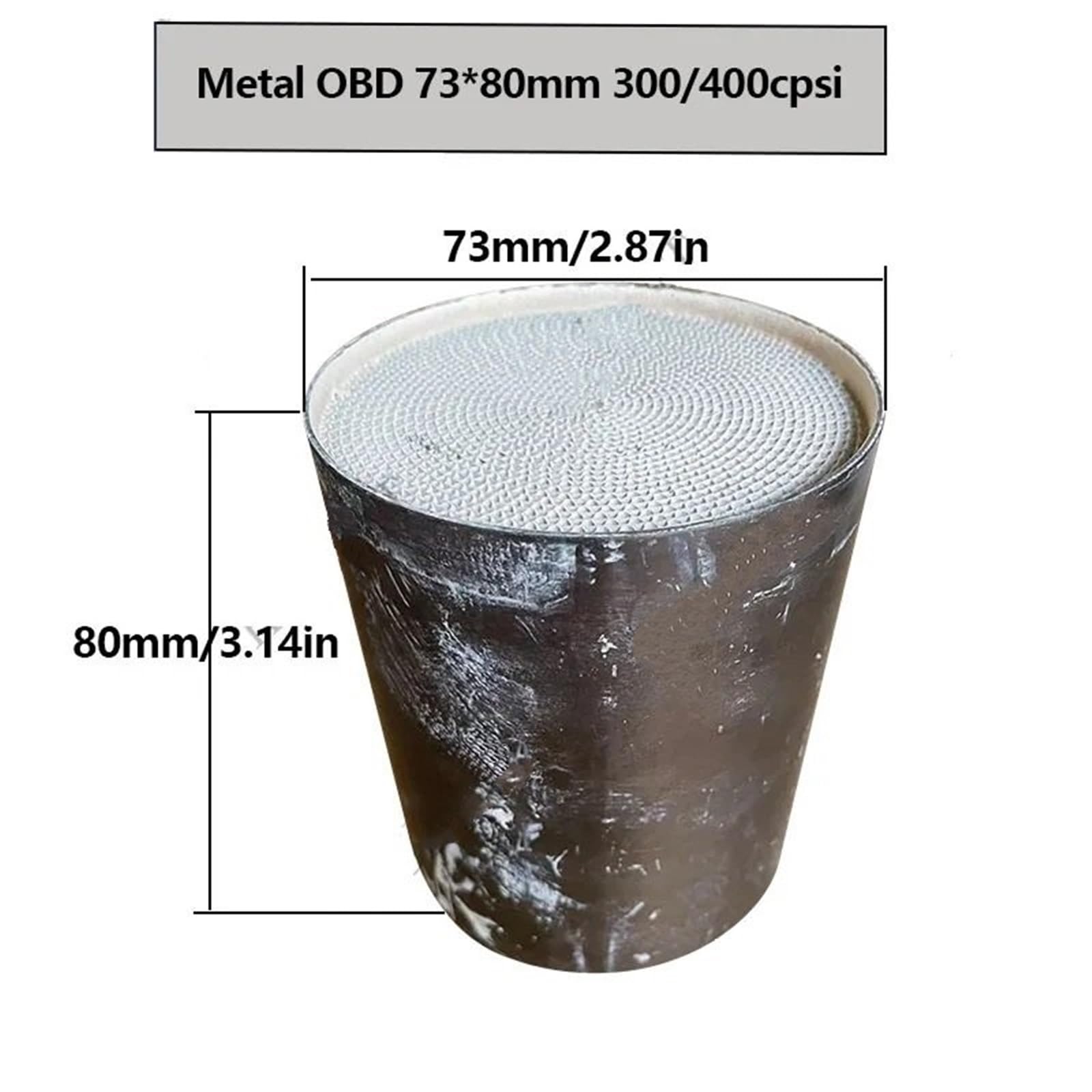 katalizator samochodowy katalizator akcesoria 73 * 80MM OBD Metal 300/400 Cpsi Uniwersalny metalowy katalizator wyścigowy o strukturze plastra miodu Sportowy metalowy katalizator(OBD 400cpsi)