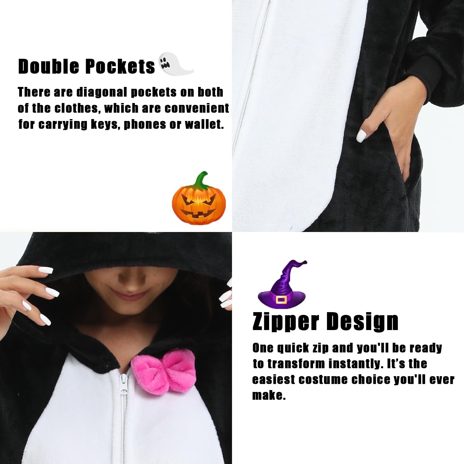 Piżama jednoczęściowa dla dorosłych zwierzę jednoczęściowy kostium czarnego kota Halloween cosplay dla kobiet mężczyzn