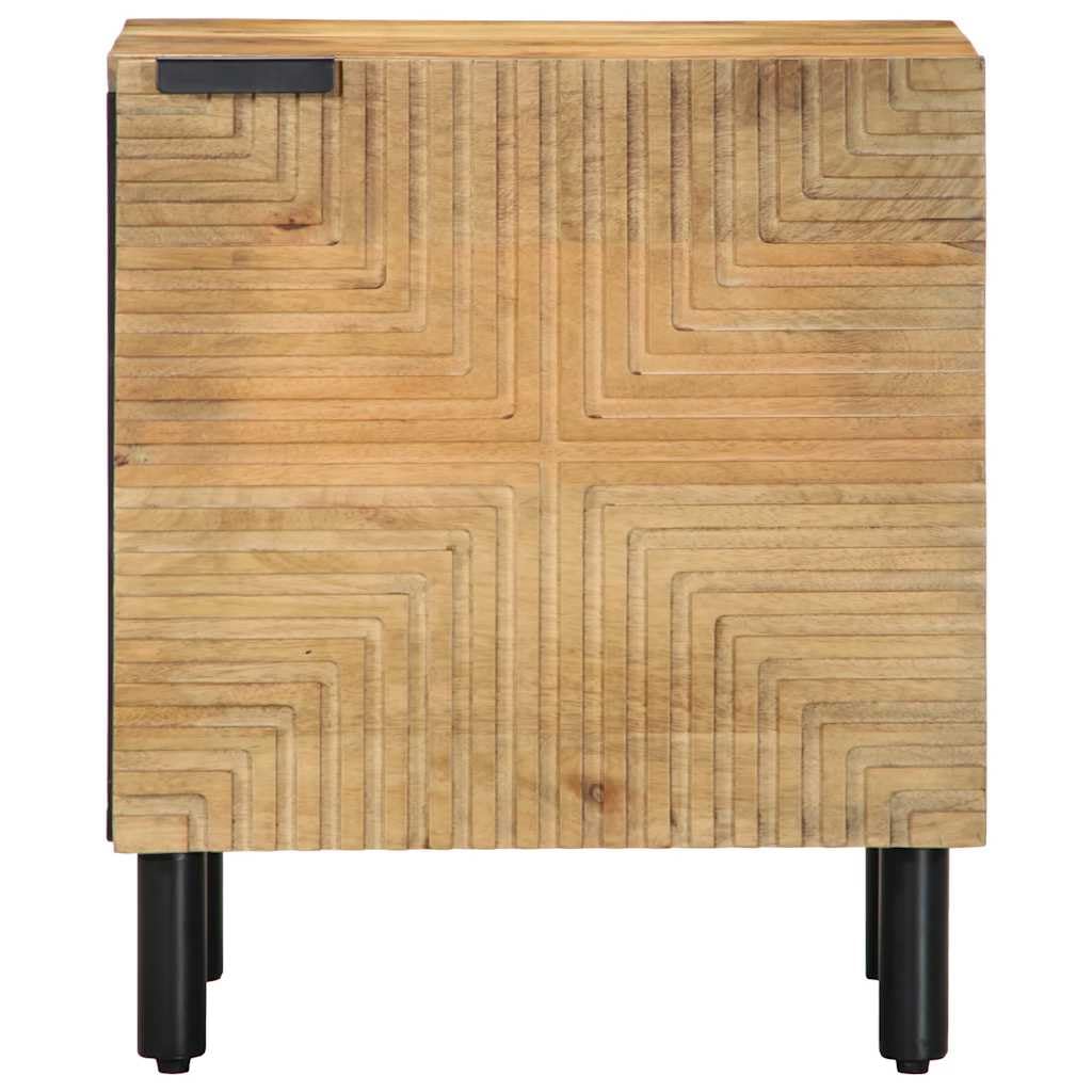 Massiver Mangoholz Nachttisch mit Metallbeinen - Robuster Beistelltisch mit Stauraum für Schlafzimmer und Wohnzimmer, Einzigartige Holzmaserung, Stabiles Möbelstück
