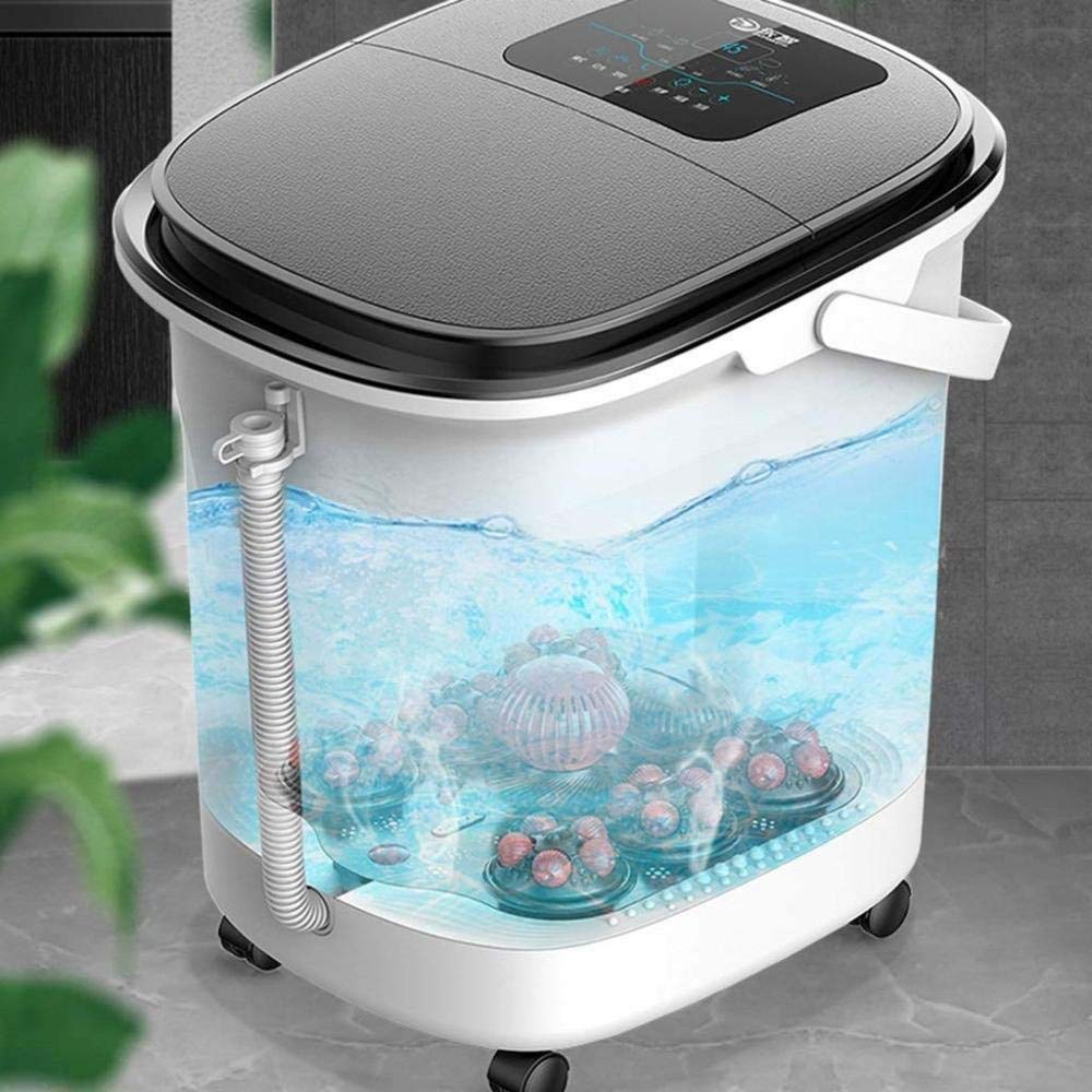Masajeador de baño con pies de calor, masajeador de baño de spa, bola de masaje Shiatsu motorizada y rodillo de maíz, multimodos alivian la presión del pie, calentamiento automático, luz infrarroja