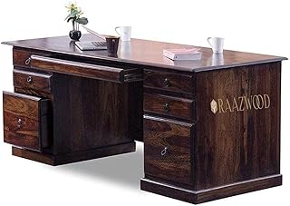 RAAZWOOD Sheesham Wood Wooden Study Writing Desk Table for Office, Laptop Computer Table with 6 Drawers Storage for Home a Price In India