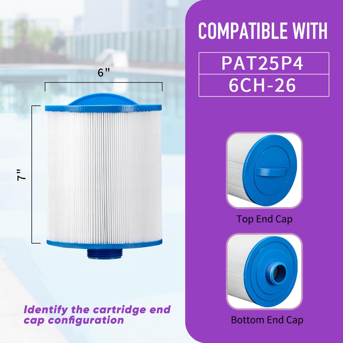 ZOTEE Spa & Pool Filter Cartridge Replacement for Unicel 6CH-26, PTL25W-SV, and Filbur FC-0310, 2 Packs