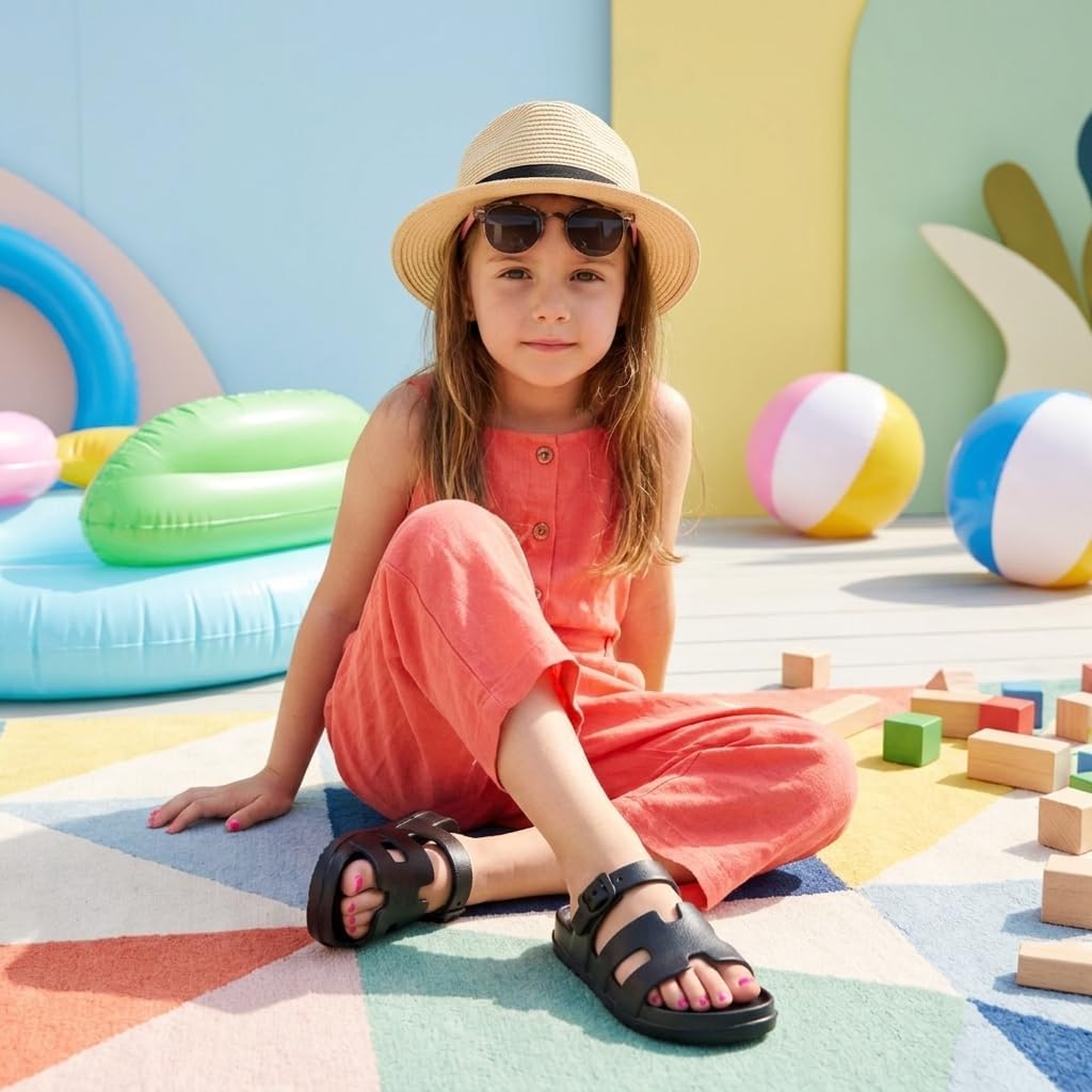 CUSHIONAIRE Orbit Kids Sandals Lightweight Waterproof EVA Slides with Adjustable Buckle Everyday Casual Comfort Girls Sandals image 2