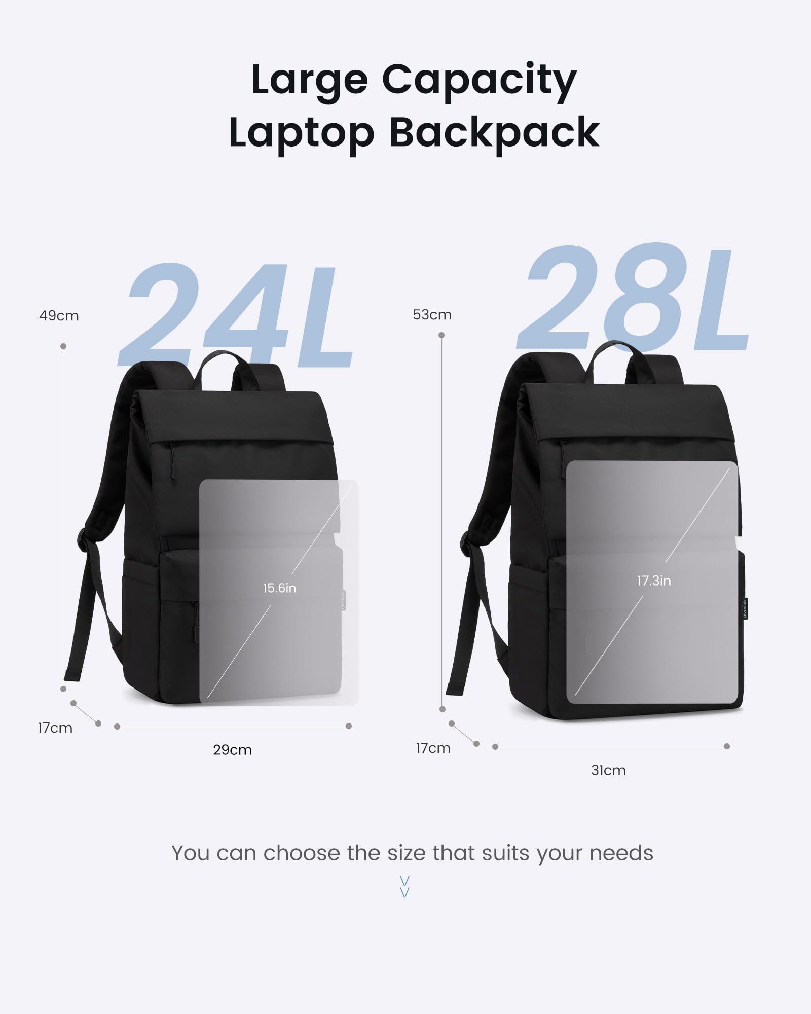LOVEVOOK Plecak męski, duży plecak na laptopa o przekątnej ekranu 15,6-17,3", plecak szkolny, torba na laptopa, torba na laptopa, ochrona przed kradzieżą, biznesowy, do pracy, na podróż, plecak dla