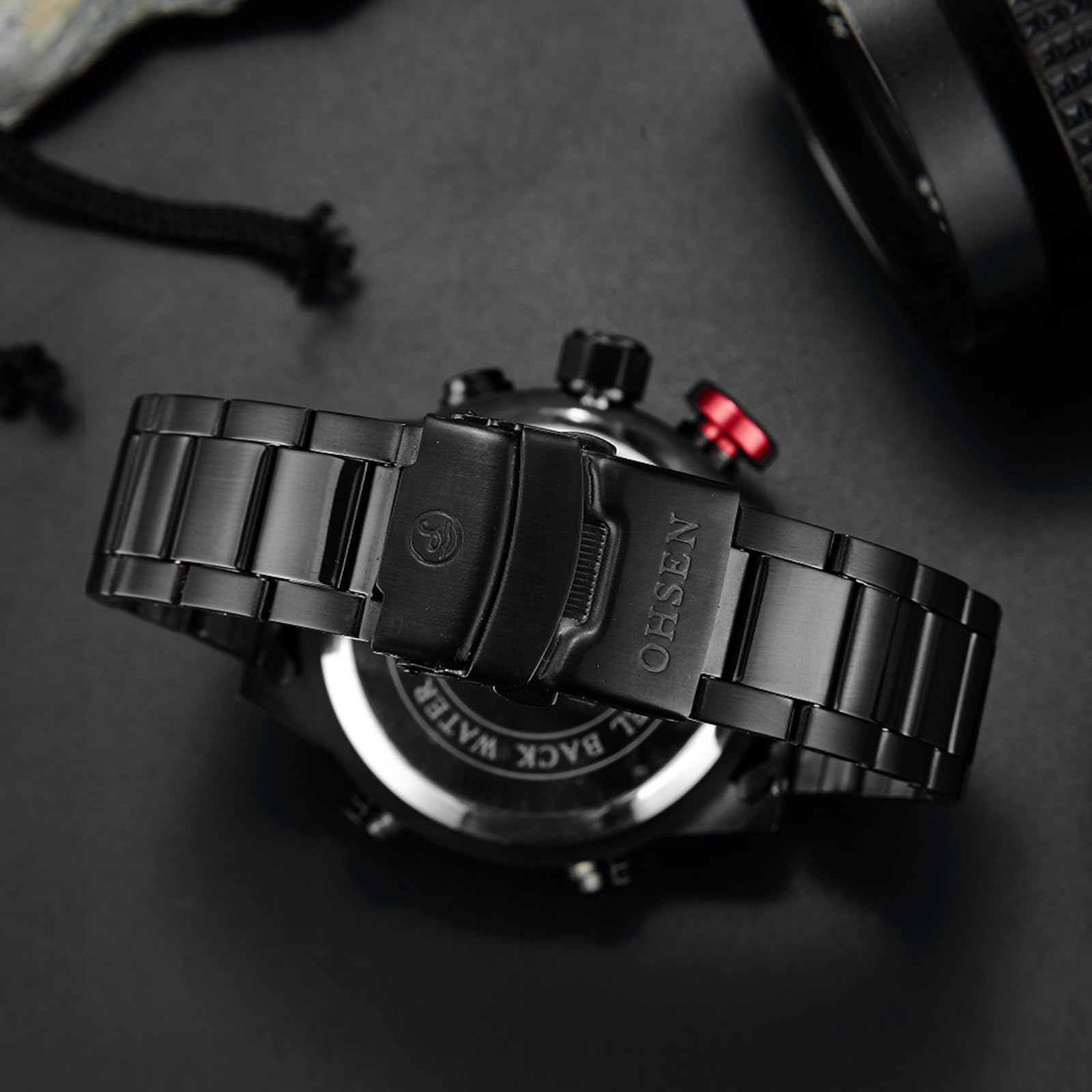 Avaner Montre Homme LED Analogique Digitale Militaire Sport:Montre Étanche Lumineux Bracelet en Acier Inoxydable avec Fonctions Chronographe,Alarme et Affichage de la Date-Cadeaux de Noël