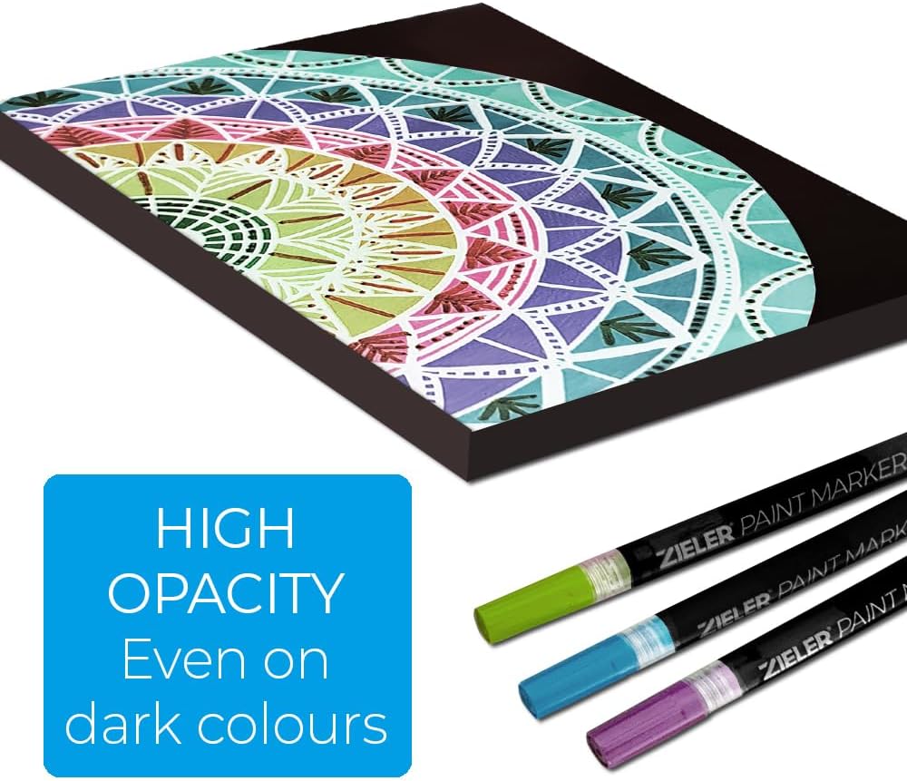 Zieler 12 Acrylic Paint Pens for Rock Painting, Ceramic, Porcelain, Glass, Stone, Pebble, Fabric, Wood & DIY Mug Design Permanent Water-based Marker Pens – Pastel colours (Fine Tip 1.5mm)