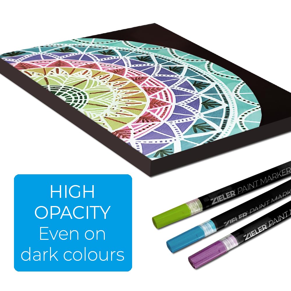 Zieler 12 Acrylic Paint Pens for Rock Painting, Ceramic, Porcelain, Glass, Stone, Pebble, Fabric, Wood & DIY Mug Design Permanent Water-based Marker Pens – Pastel colours (Medium Tip - 2.5mm)