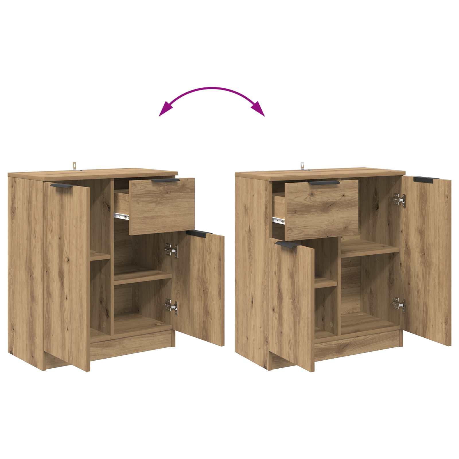 vidaXL Sideboard Artisan-Eiche 60 x 30 x 70 cm Holzwerkstoff, Rustikaler Sideboard für Wohnzimmer, rechteckiges Möbelstück mit viel Stauraum, dekorative Einheit für Ordnung drinnen