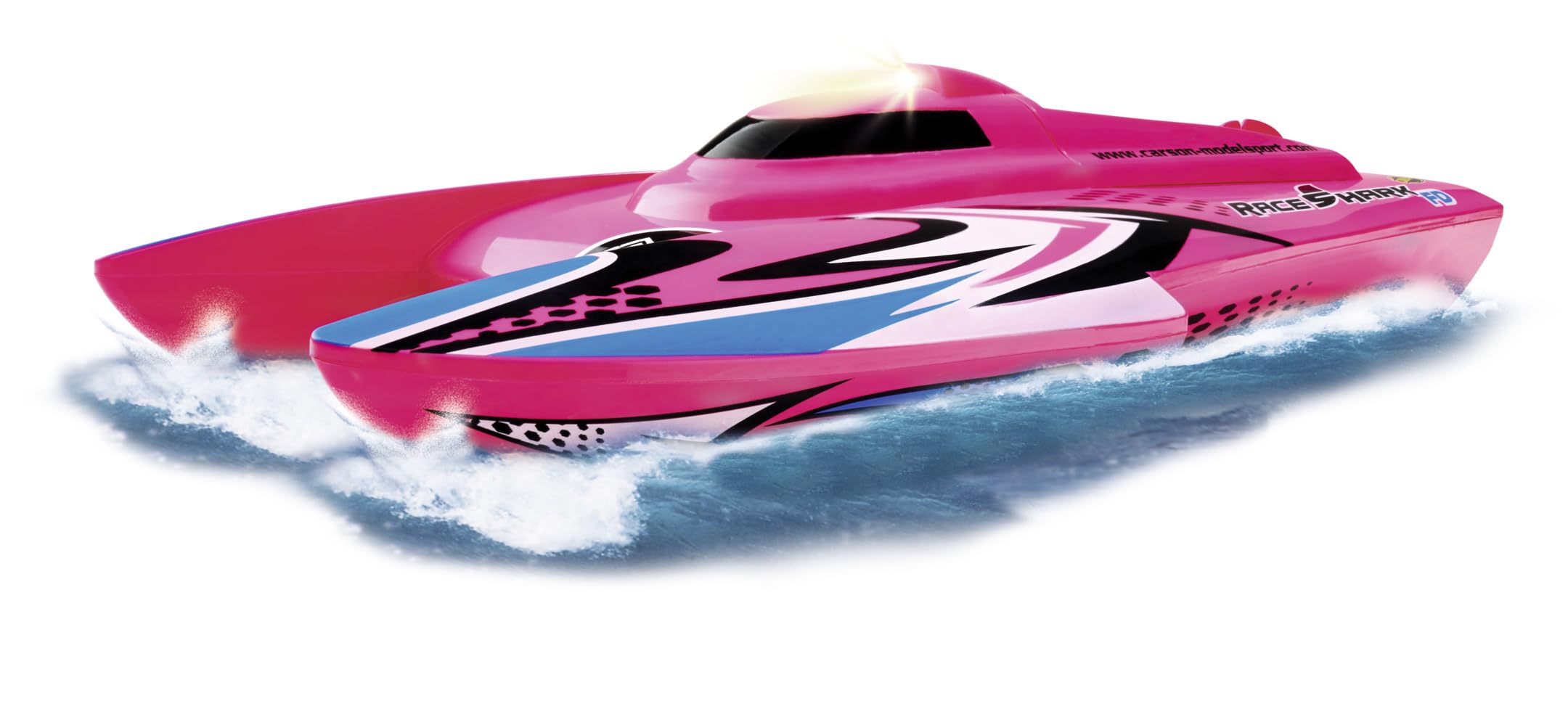 Carson 500108037 Race Shark FD 2.4G 100% RTR Rosa - lancha teledirigida para niños a Partir de 8 años, lancha RC, lancha RC RTR, hasta 25 km/h, 100% RTR (Ready to Run)