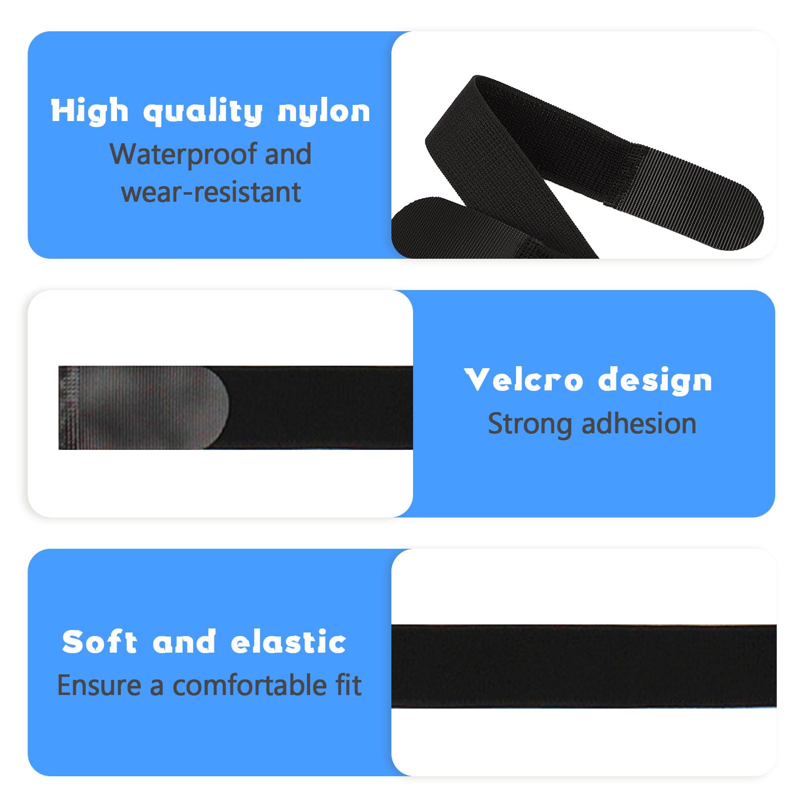 6 Mollette Per Pantaloni Da Bici Con Fascia Elastica E Velcro | Fermapantaloni Antiscivolo Per Corsa, Trekking, Pesca | Accessorio Universale Nero