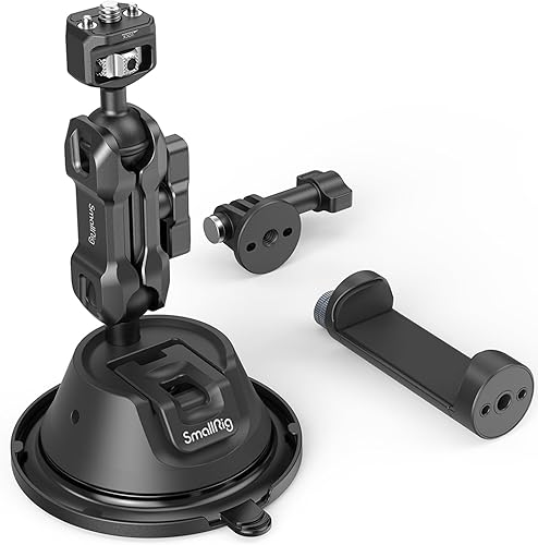 SMALLRIG Soporte de ventosa para GoPro con pasador antitorsión, soporte de metal para parabrisas de automóvil en el exterior, montaje en tablero con