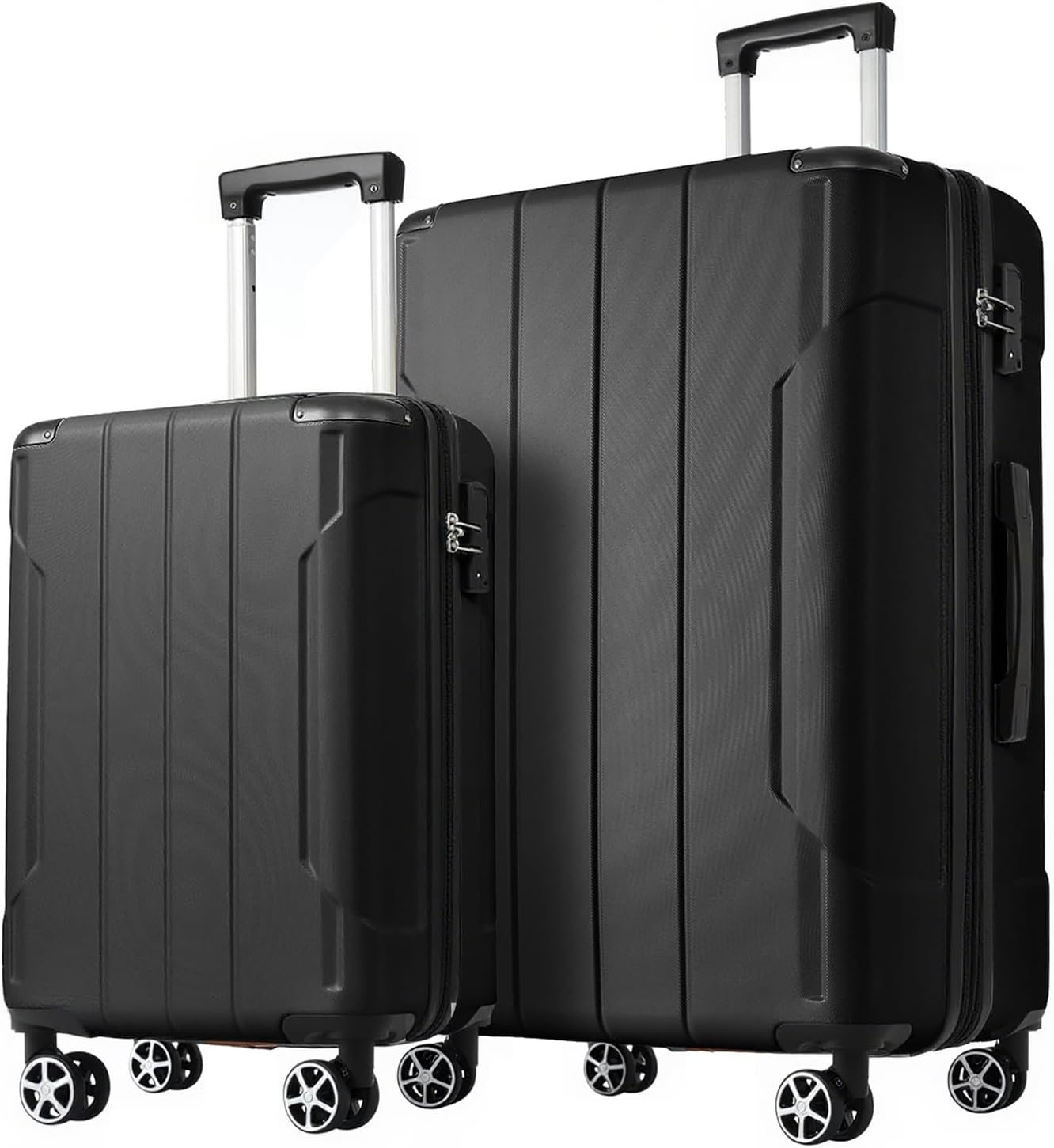 Luggage Sets 2 Piece Large Suitcases with Spinner Wheels, 20/28 Inch Hardshell ABS Expandable Luggage Set, Lightweight Suitcase Set with TSA Lock for Men Women Business Trip (Black)