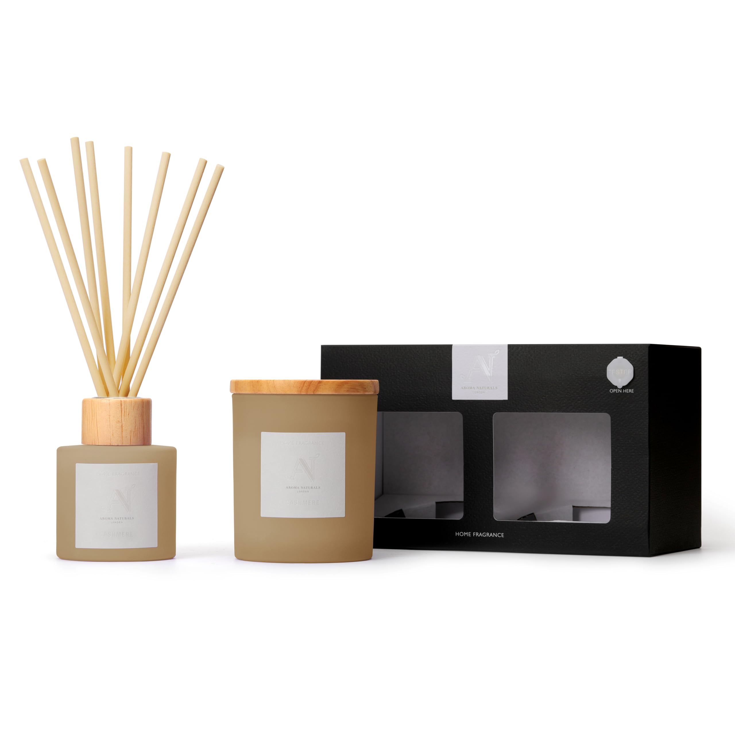 Aroma Naturals Frosted Decadence Candle & Diffuser Gift Set - Cashmere - Shea Butter Wax