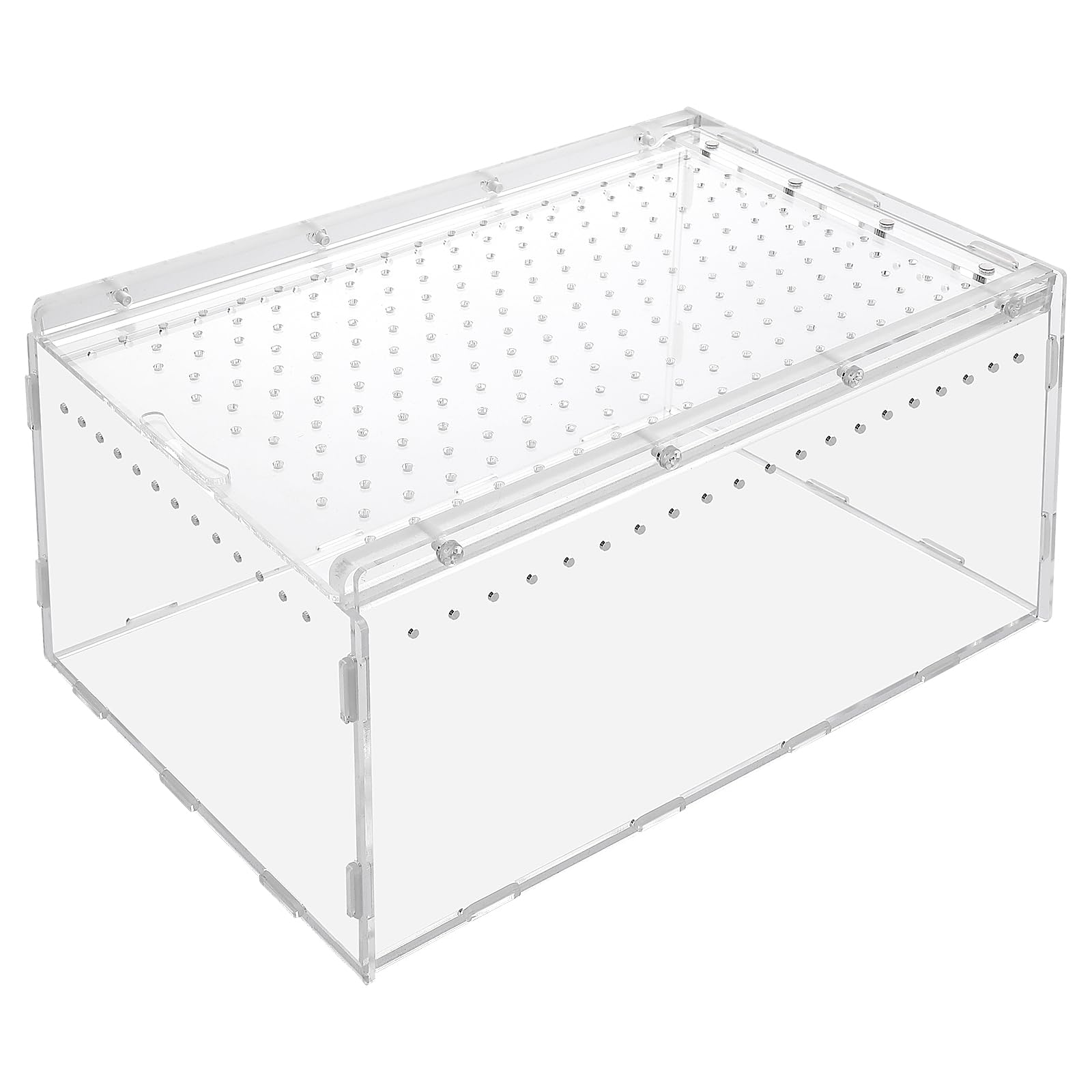 POPETPOP Reptile Breeding Box Reptile Feeding Container Aquarium Breeding Tank Transparent Reptile Feeding Box Reptile Terrarium Habitat for Snake Turtle Lizards, 11.81x7.87x5.91in