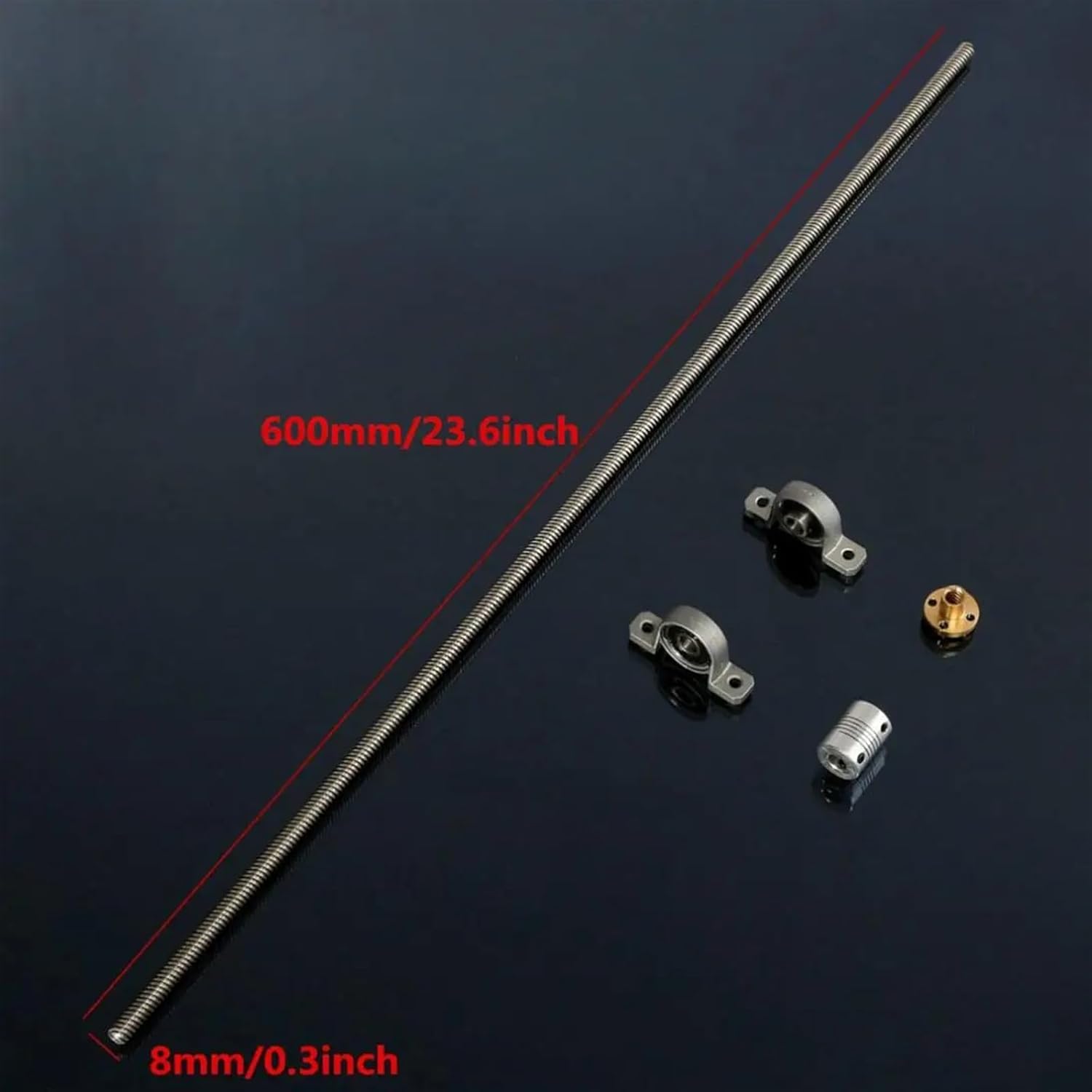 Motor Parts T8 600mm Stainless Steel Screw Set with Mounted Ball Bearing and Shaft Coupling for Stepper Motor/Machine Guide