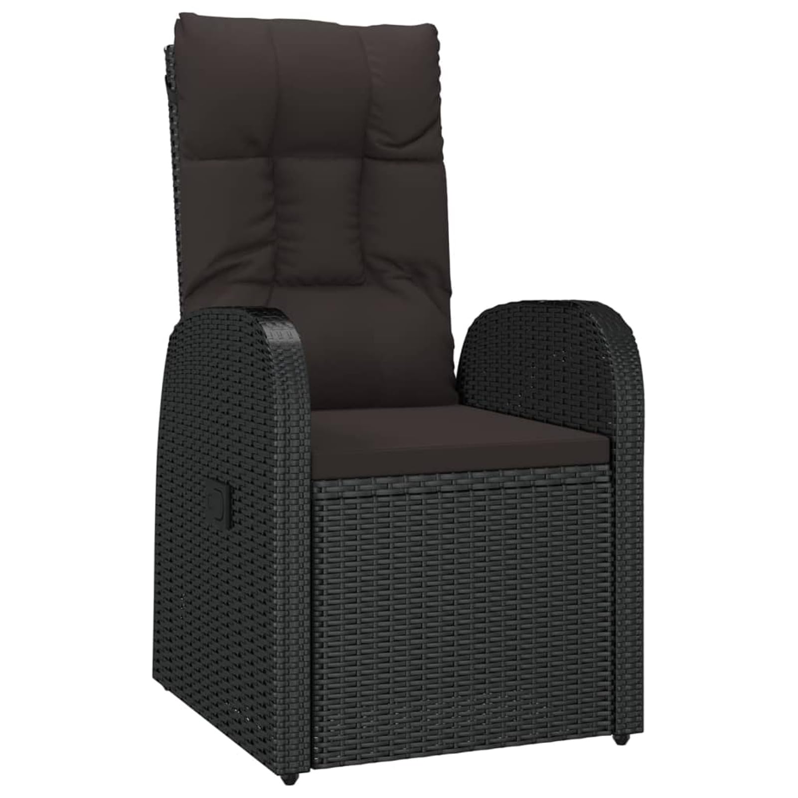IKAYAA Conjunto de 2 Sillones de Ratán con Cojines, Sillón Reclinable Jardín, Muebles Jardín Exterior, Resistentes a la Intemperie, Sillones para Terraza, Butaca Patio, Negro