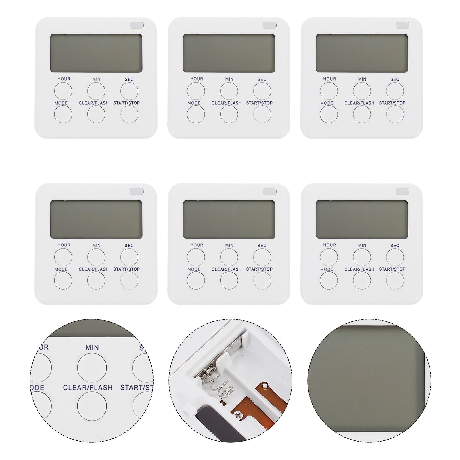 Minuteur Silencieux Numérique 6 Pièces en Abs Mode Horloge