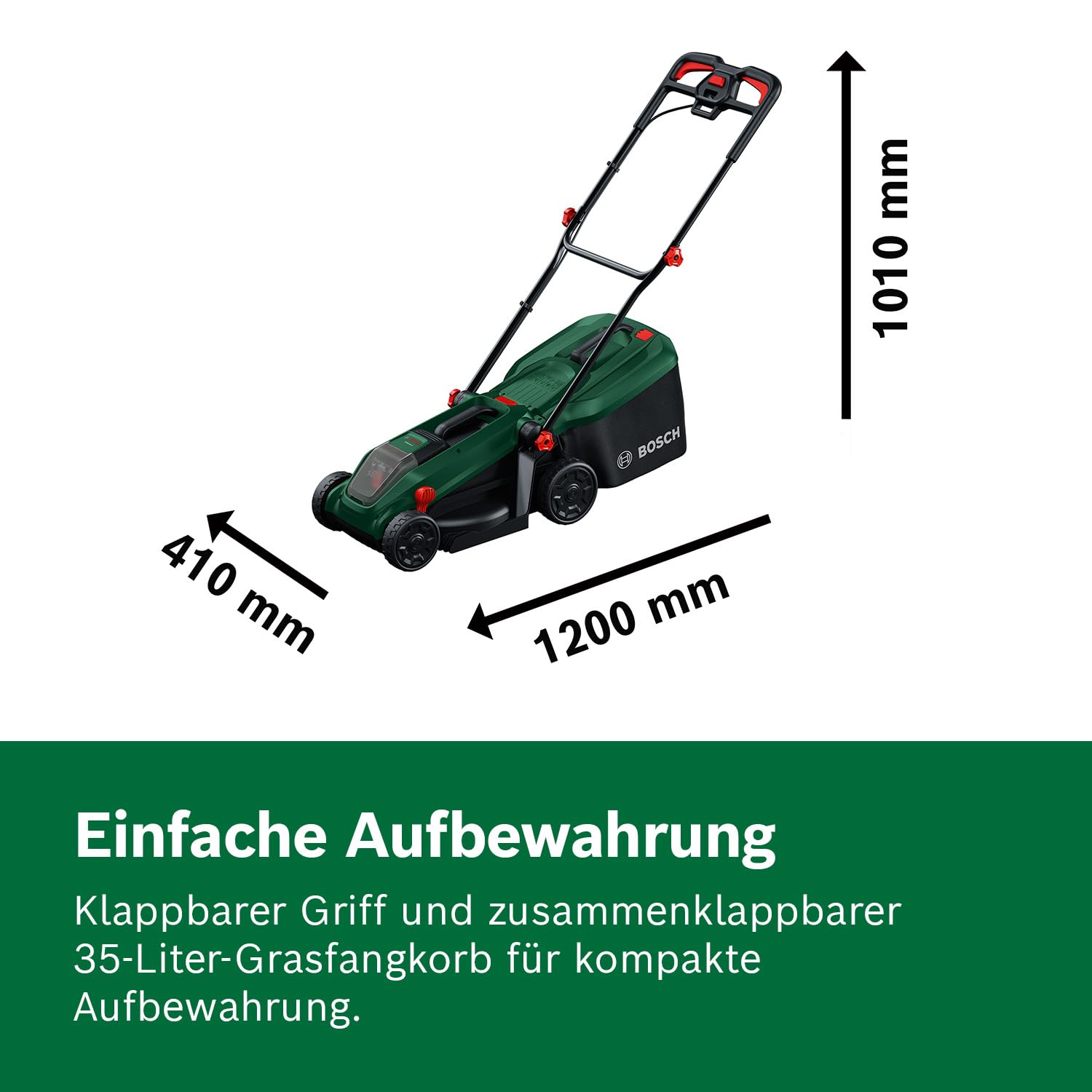 Bosch ROTAK18V-32 Akku-Rasenmäher 32 cm Schnittbreite 25-65 mm 35 l Grasfangkorb inkl. Akku Ladegerät