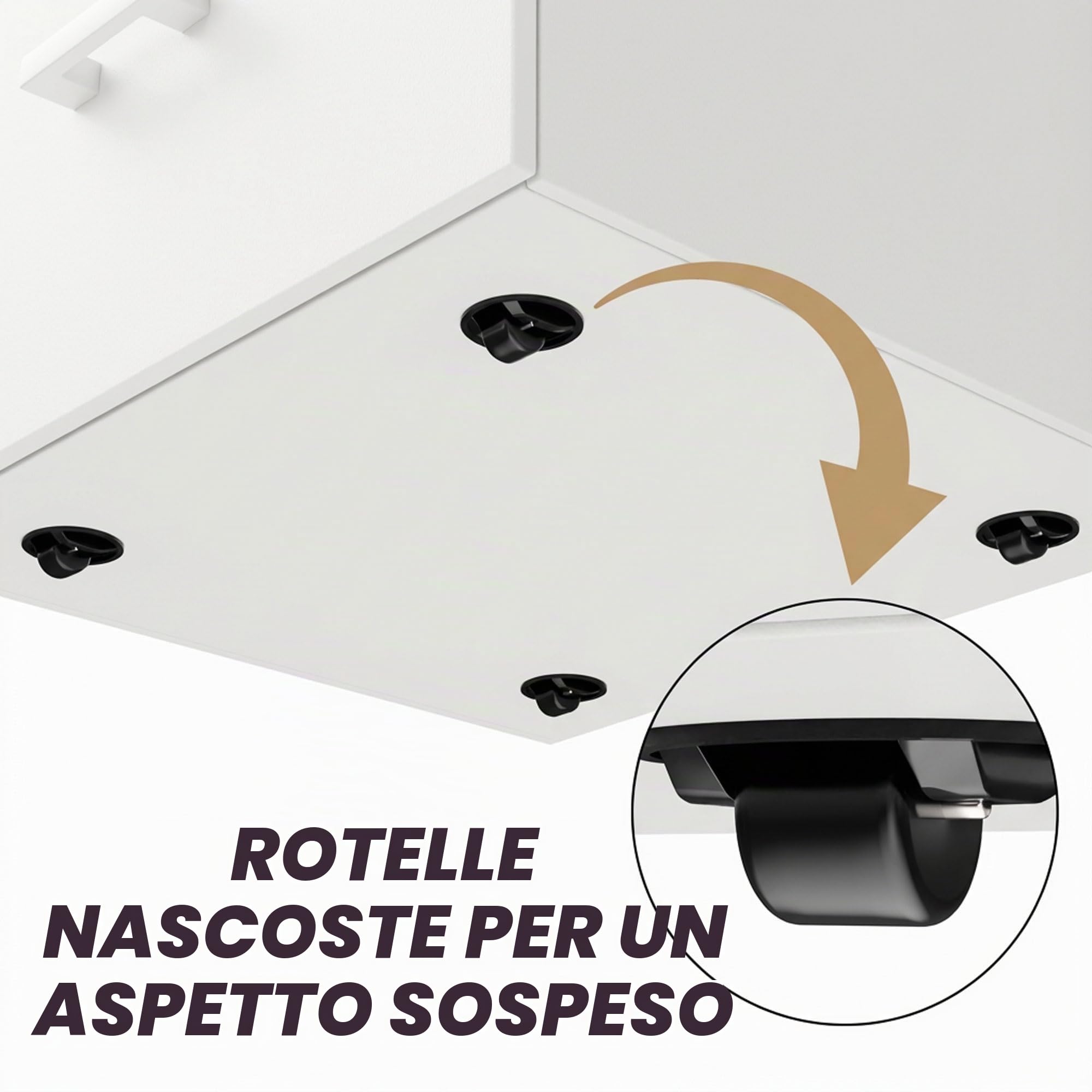 Frankystar Lyra - Cassettiera Porta Stampante 3 Cassetti da Ufficio con Ruote in Legno MDF Bianco
