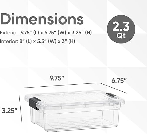 Miniatura 2 de Superio Caja de almacenamiento transparente con tapa, contenedores de plástico de 2.3 cuartos de galón para organizar, cajas apilables, sin BPA, no
