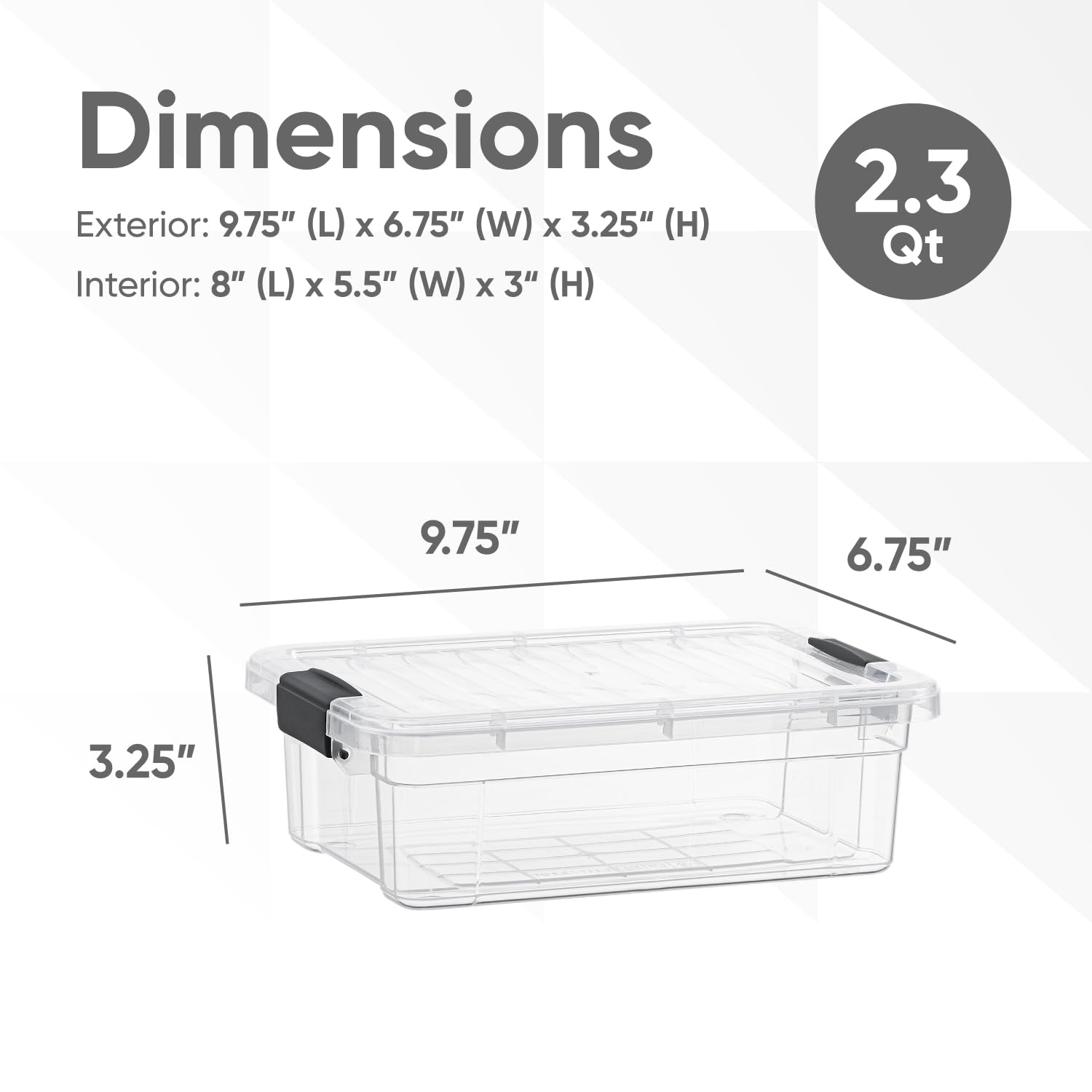 Superio Cajas de almacenamiento transparentes con tapas, contenedores de plástico de 2.5 cuartos de galón para organizar, cajas apilables, sin BPA, no tóxicas, sin olor, organizadores para el hogar,