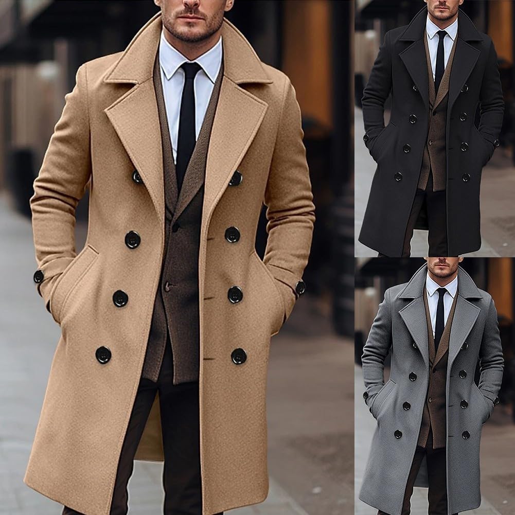 Dressy - Trench da uomo con caratteristiche classiche, perfetta per l'autunno e l'inverno (L kaki)