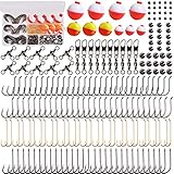 Freshwater Fishing Tackle Kit -200pcs Basic Fishing Accessories Box Set for Kids Beginner Included Fishing Hooks Bobbers Sinkers Swivels and Snaps Portable Fishing Starter Kit