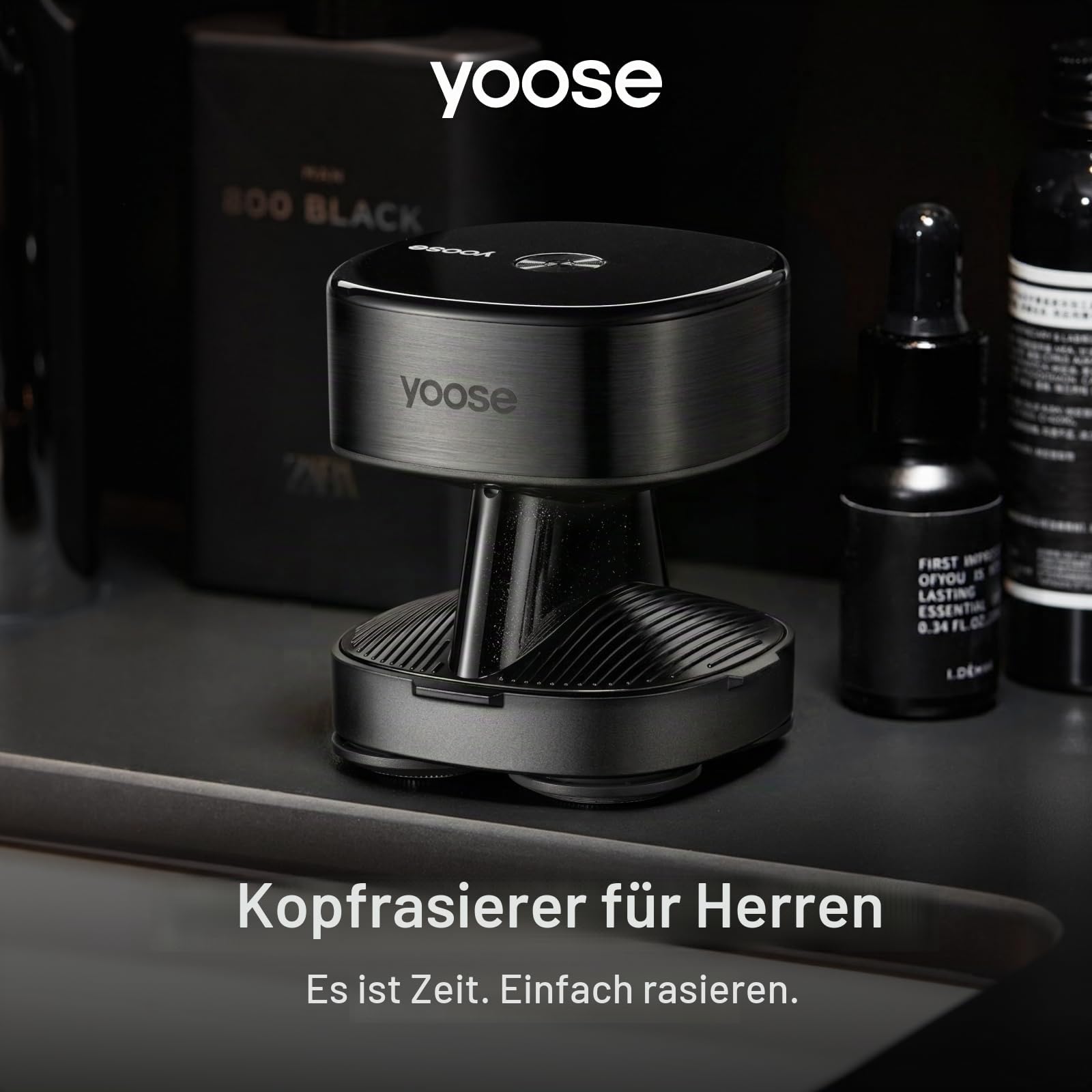 yoose Glatzen- Rasierer Herren elektrisch, IPX7 Glatzenrasierer (magnetisch 5 Scherköpfe, 90 Mins Laufzeit, USB-C-Schnellladung, Akkuanzeige, Kabellos, Nass- & Trockenrasierer) kopfrasierer, schwarz