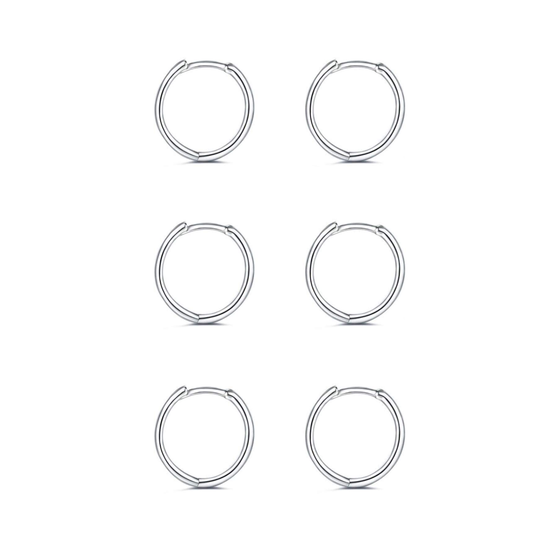 Silver Hoop Earrings for Women-3 pairs of Hypoallergenic earrings Sterling Silver Hoop Earrings Small Hoop Earrings Sets for Women (6mm/7mm/8mm/9mm/10mm/12mm)