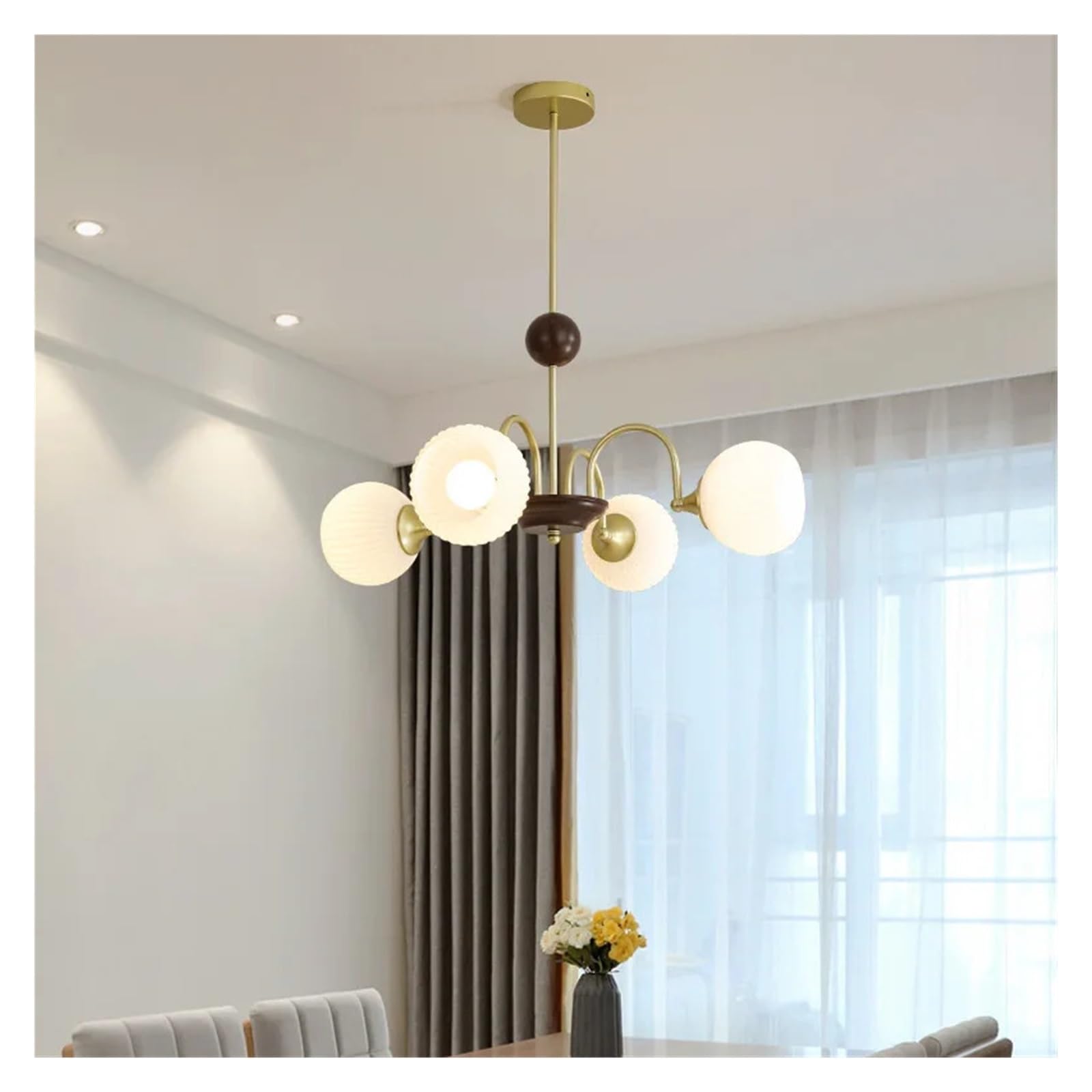 MESOVFCA French Retro Light Luxury Glass Pendant Lamp for Living Room Restaurant Study,Warm Atmosphere