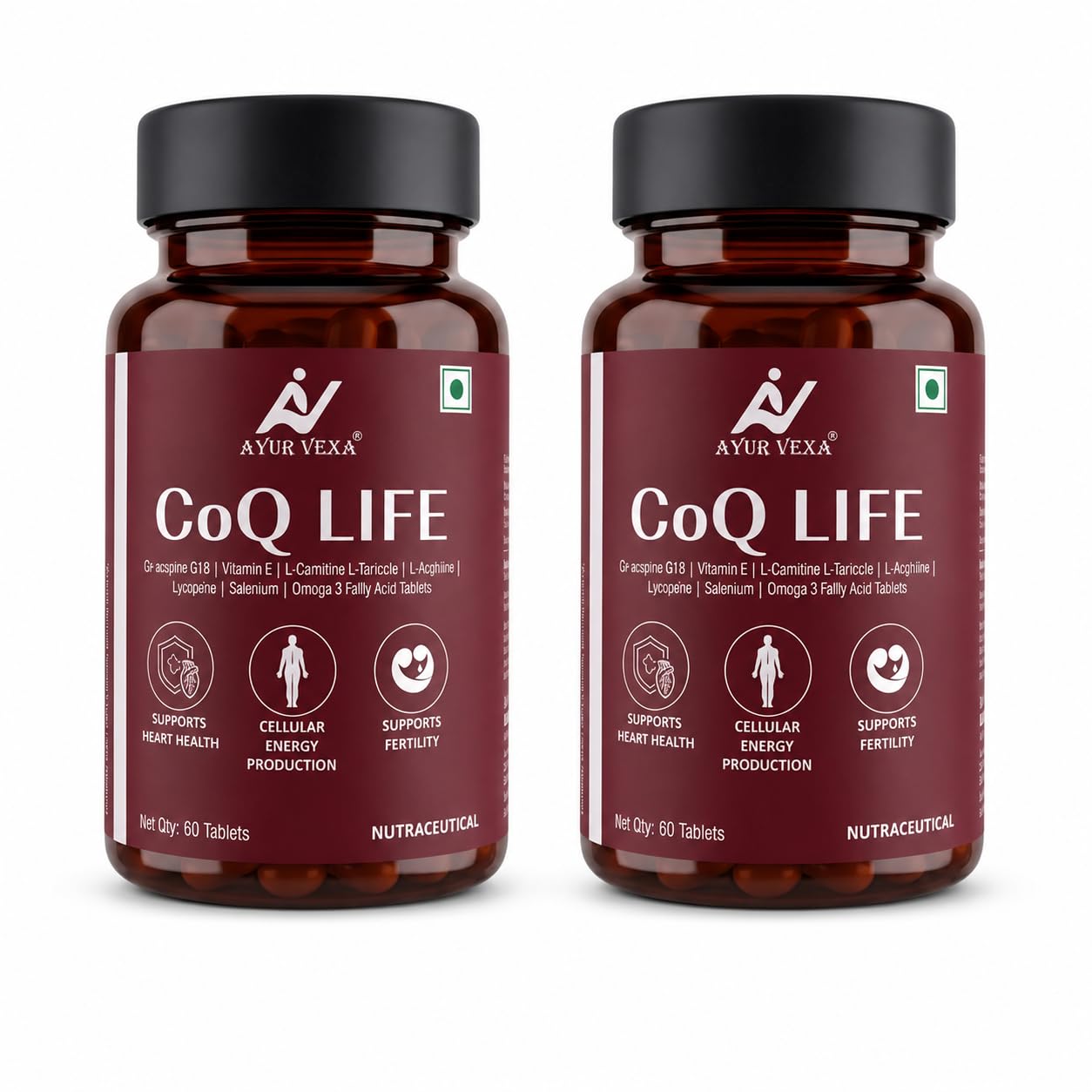 coenzyme q10-l-carnitine vitamin e Buy Ayurvexa CoQ Life Tablets | Q10 200mg with Omega-3, L-Carnitine L-Tartrate, L-Arginine, & Lycopene Flavor:Appel STS Nitrocarn GPLC 1500 Best if refrigerated after Recently Launched