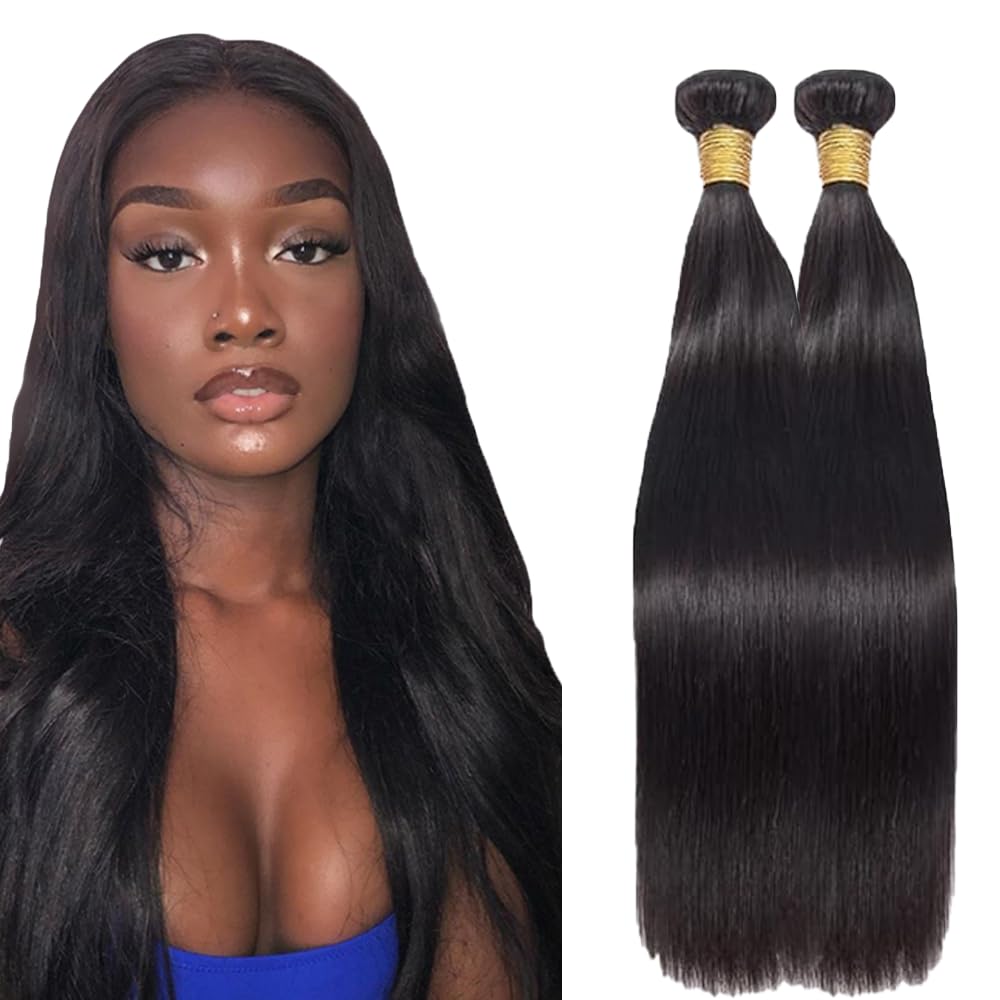Tessuto Capelli Brasiliani Natural Black Bundles Human Hair Extension Machine Double Weft Weave Straight Human Hair Tessuto Capelli Naturali 50g/Bundle 2 Bundles 32 32 Pollice