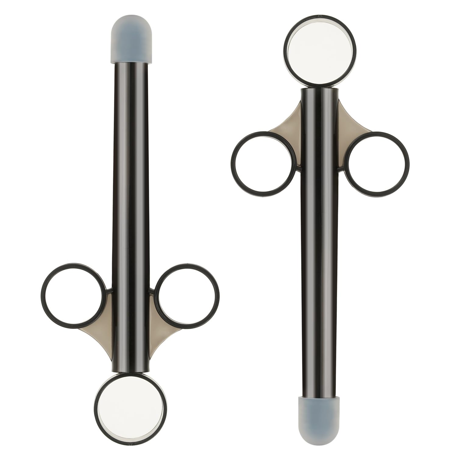 Lube Applicator for Women Man, 2PCS Injector with 10ml Scale Smooth Rounded Cap, Reusable, Easy to Clean (Black-Black)