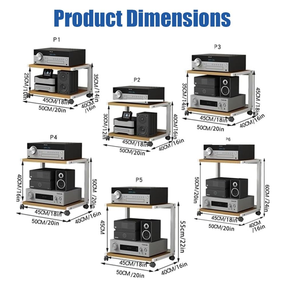 Ripiano multimediale AV, 2 ripiani, stereo per console di gioco, scaffale CD, organizer per componenti stereo di intrattenimento (colore nero, 50 x 40 x 30 cm)
