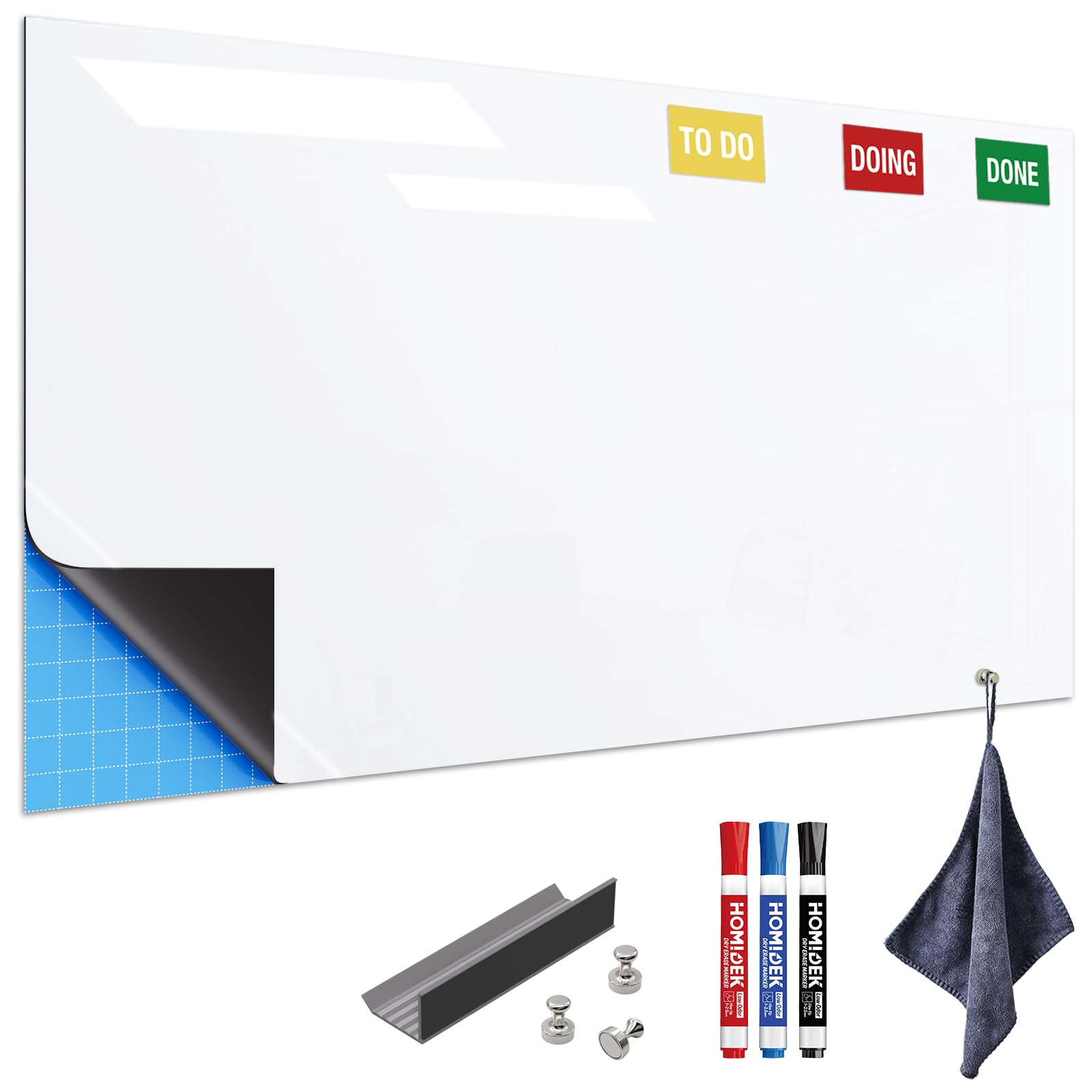 Adhesive Backing Magnetic Whiteboard Contact Paper - 48" x 72" Peel and Stick Dry Erase Board Sticker - Magnetic Wall Decal Wallpaper for Any Smooth Surface, Office, Home, Classroom, Playroom