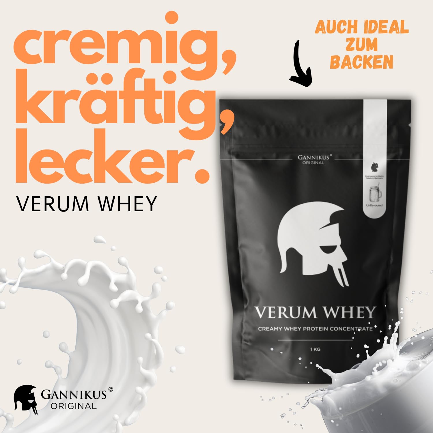 Original® Whey Protein – 1 kg – Extra crémeux – Fabriqué en Allemagne à partir de lait régional – Poudre de protéines pour développer et perdre du poids – Sachet (goût neutre)