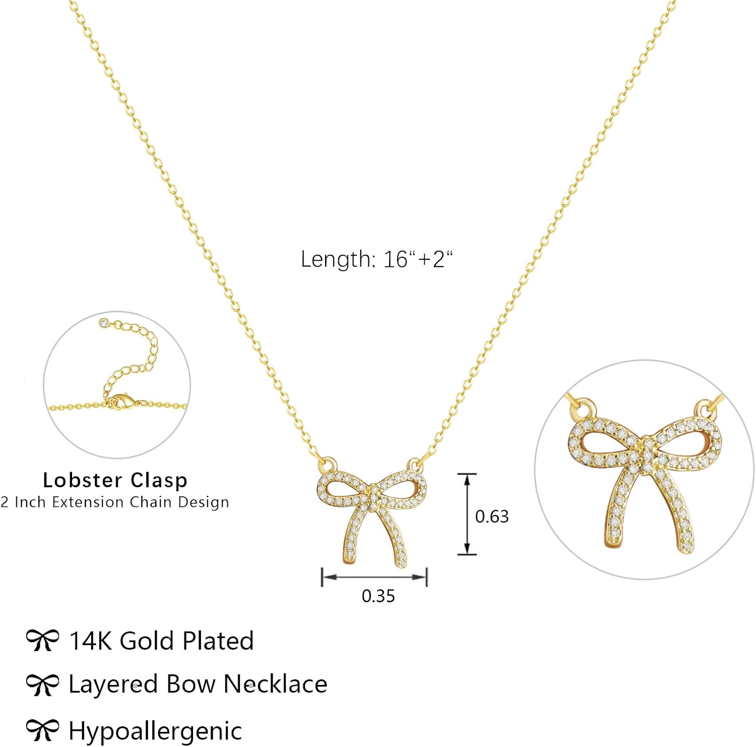 Luxval Diamond Pendant Gold Necklace for Women，Dainty 18k Gold Plated Choker Necklaces Simple Gold Jewelry Gifts for Women Girls - Image 6